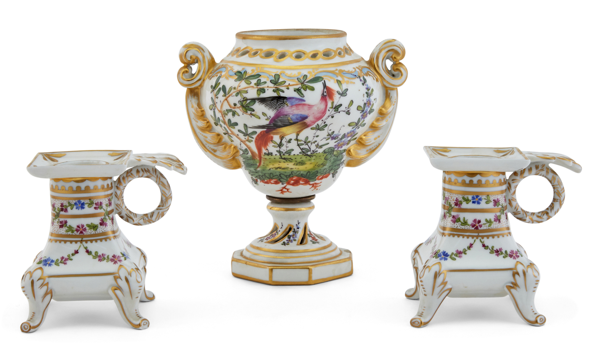 Lot image - Pair of Dresden Porcelain Candlesticks