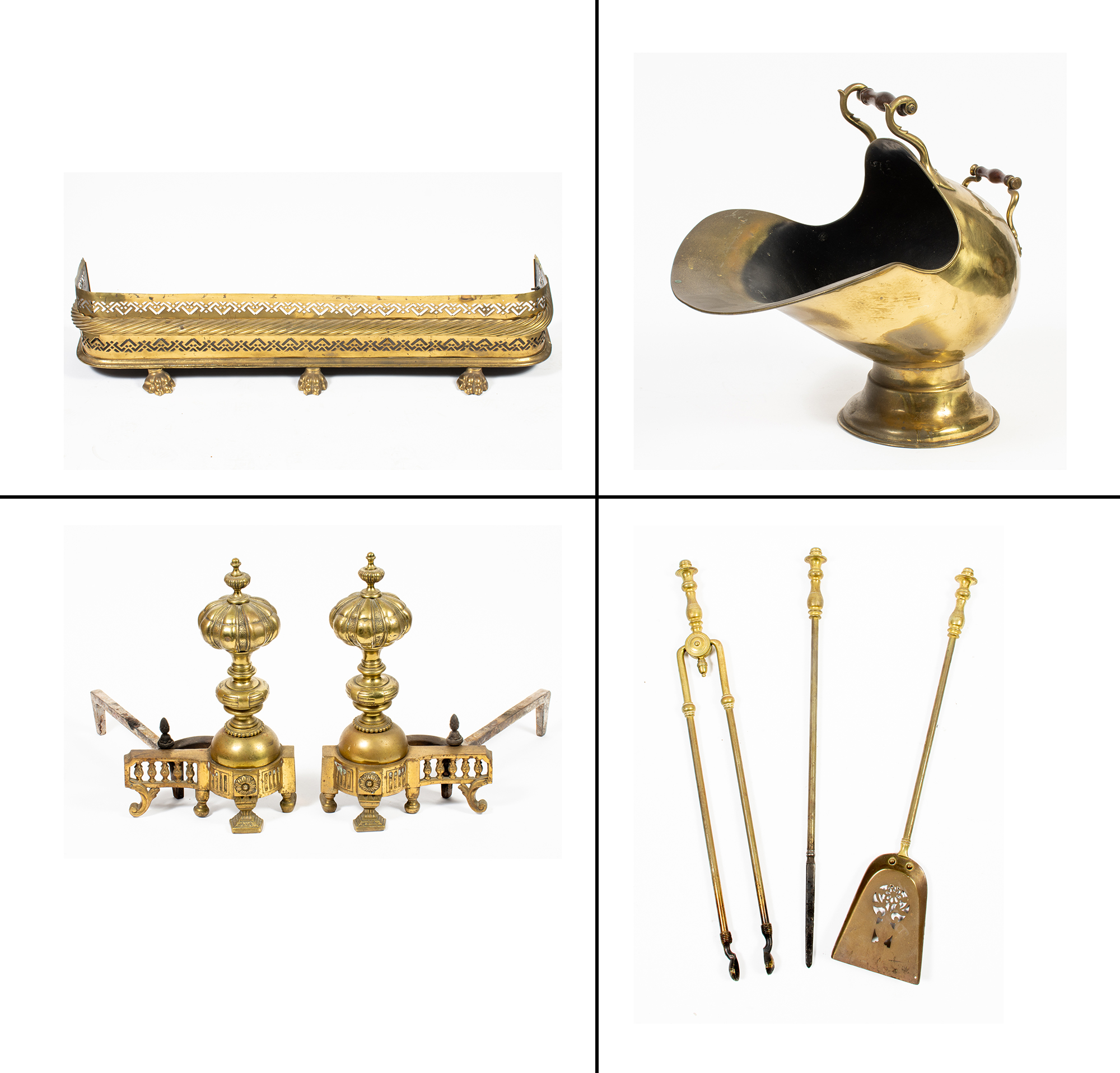Lot image - Group of English Brass Fireplace Equipment