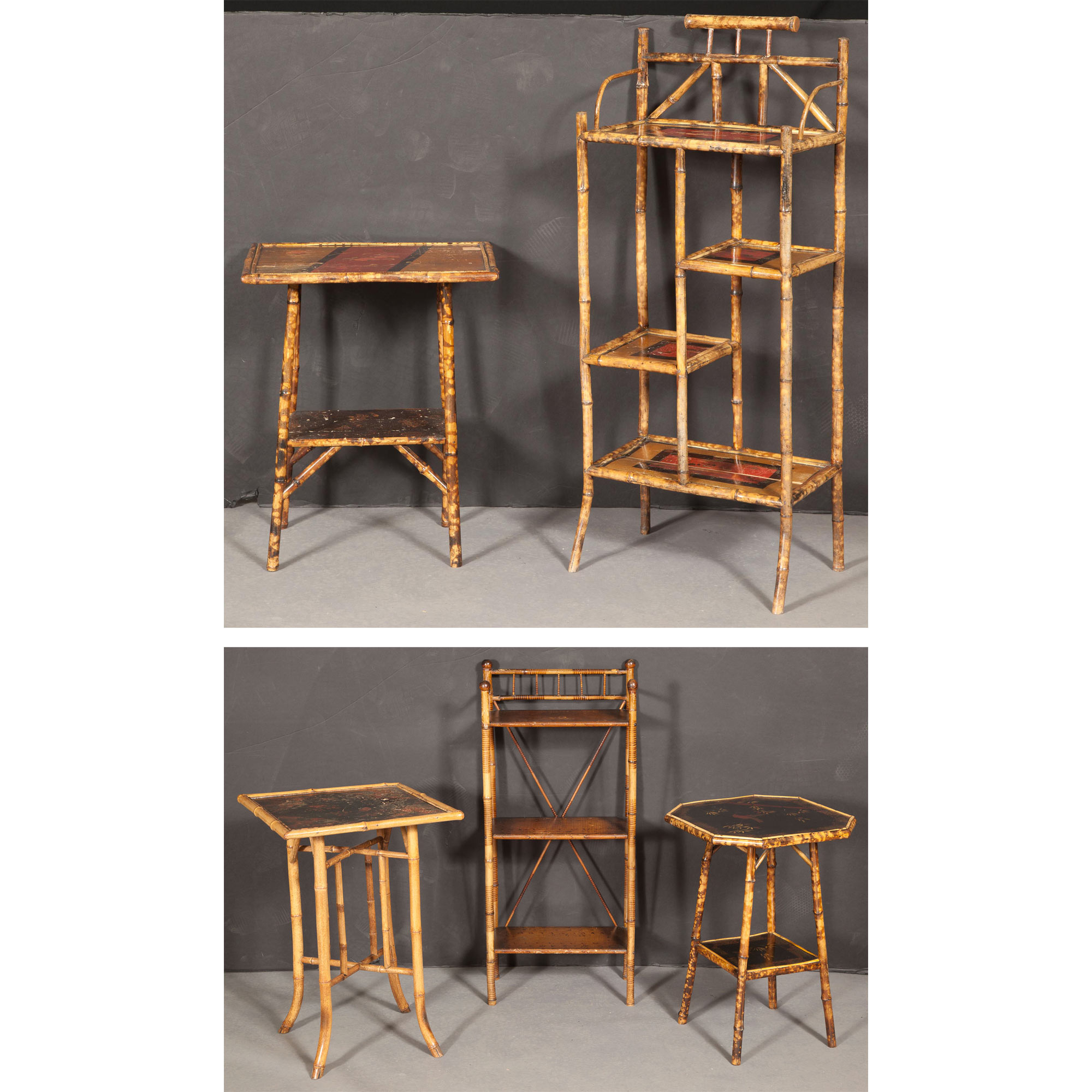 Lot image - Group of Bamboo and Lacquer-Mounted Furniture