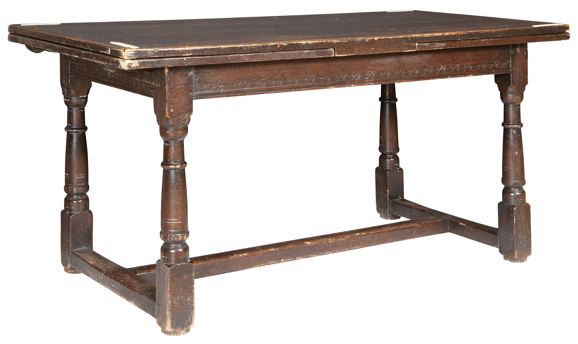 Lot image - Jacobean Style Oak Draw-Leaf Table