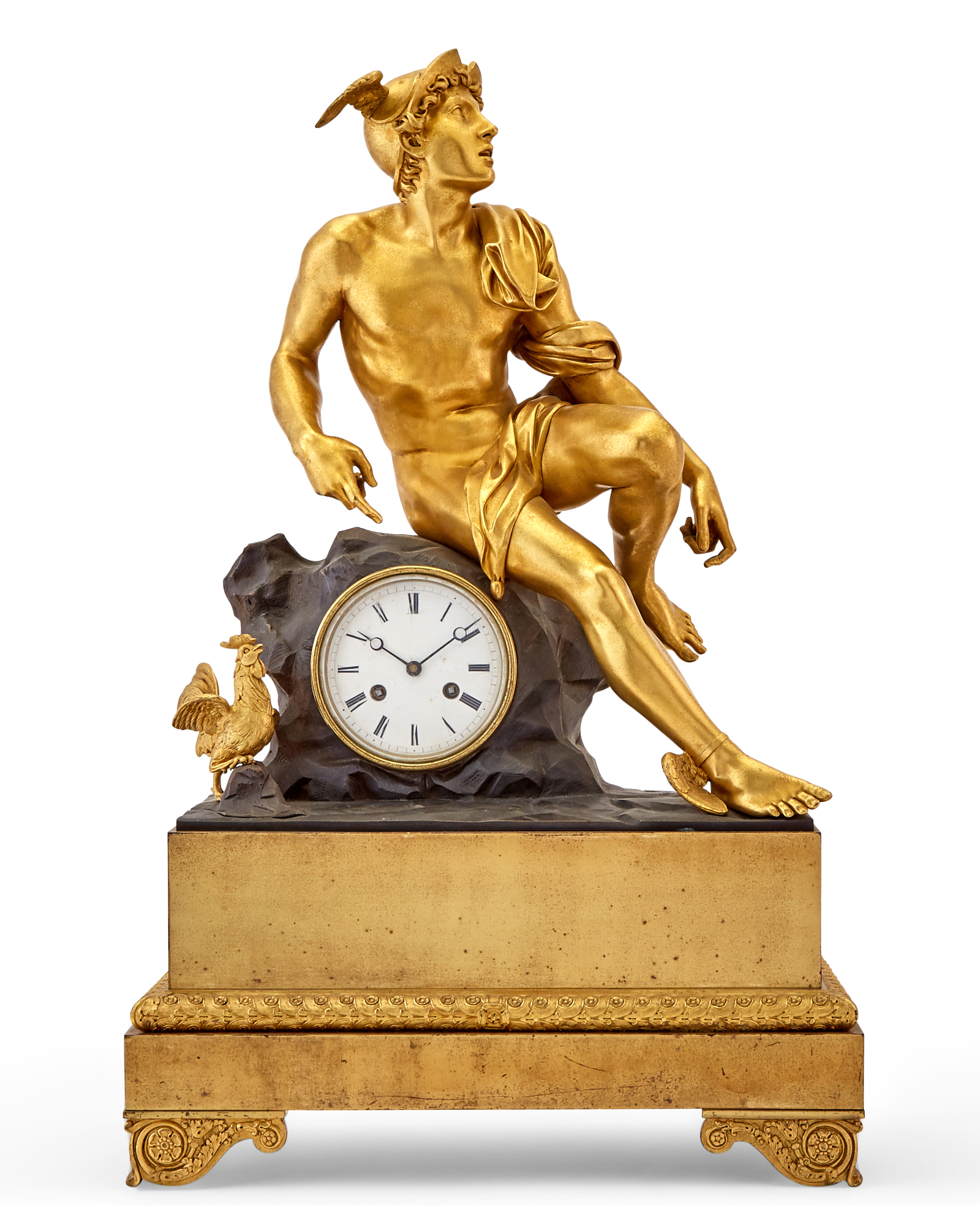 Lot image - Louis Philippe Gilt and Patinated-Bronze Mantel Clock