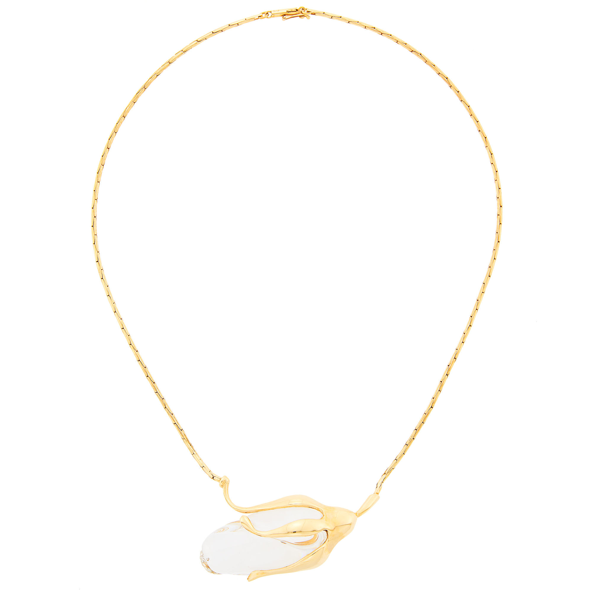 Lot image - Steuben Glass Rose Bud Pendant-Necklace