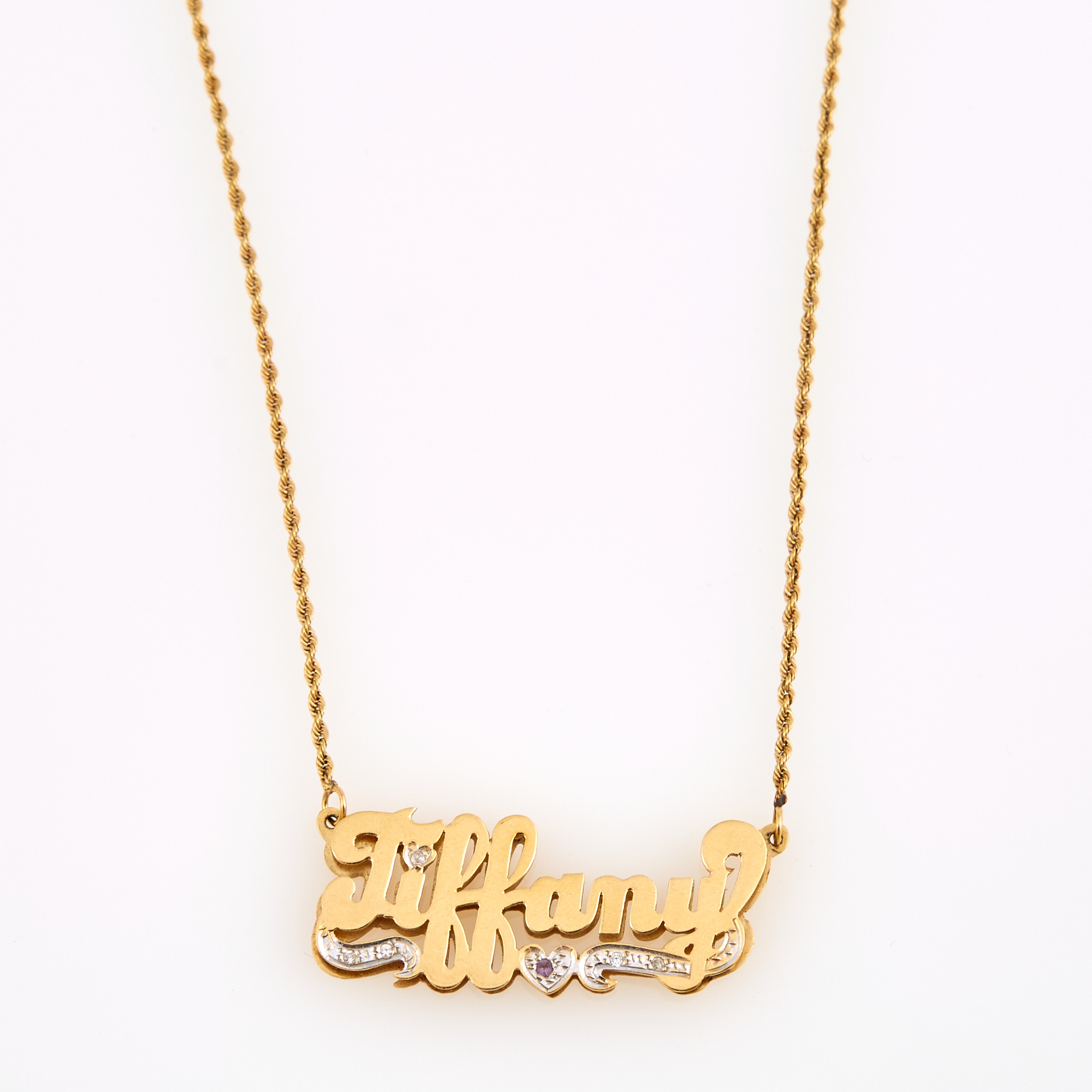 Lot image - Gold and Stone Necklace, 14K 5 dwt. all