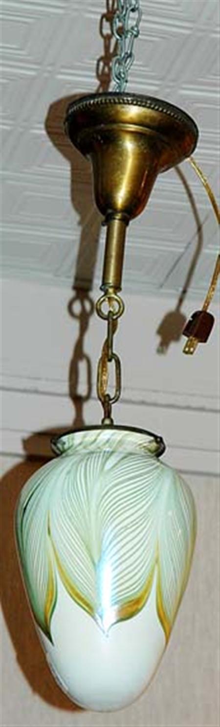 Lot image - Unsigned Quezal Art Glass Stalactite Light Fixture