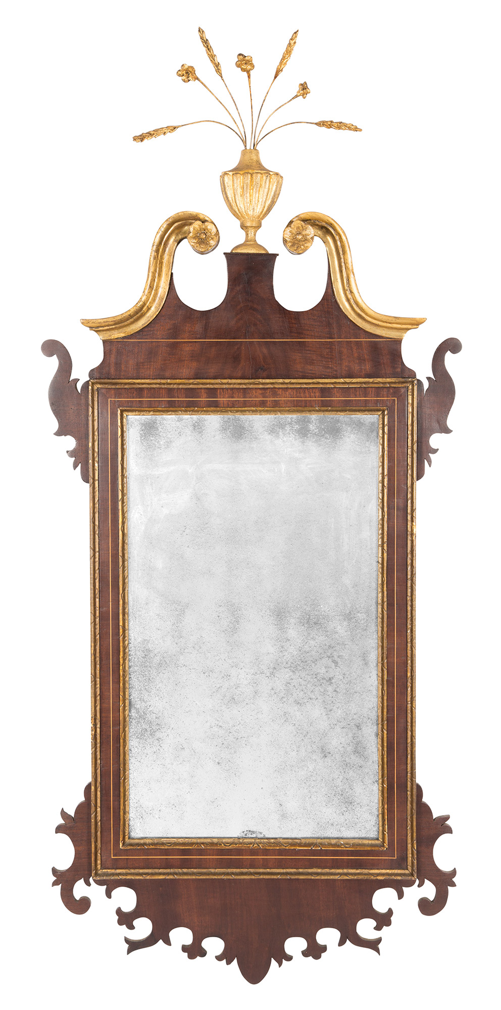 Lot image - Federal Style Inlaid and Parcel Gilt Mahogany Mirror