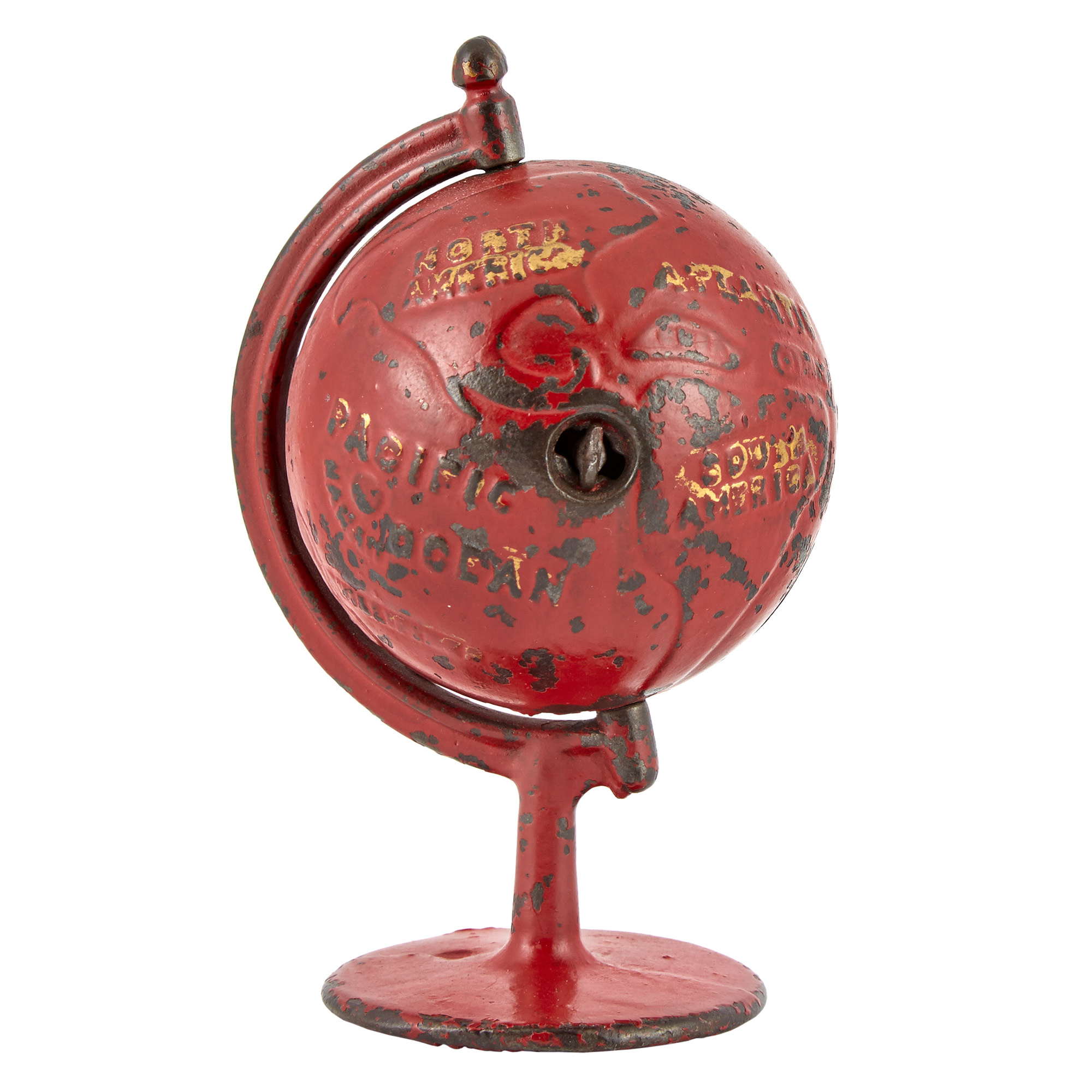 Lot image - Red Globe on Arc Cast Iron Spinning Bank