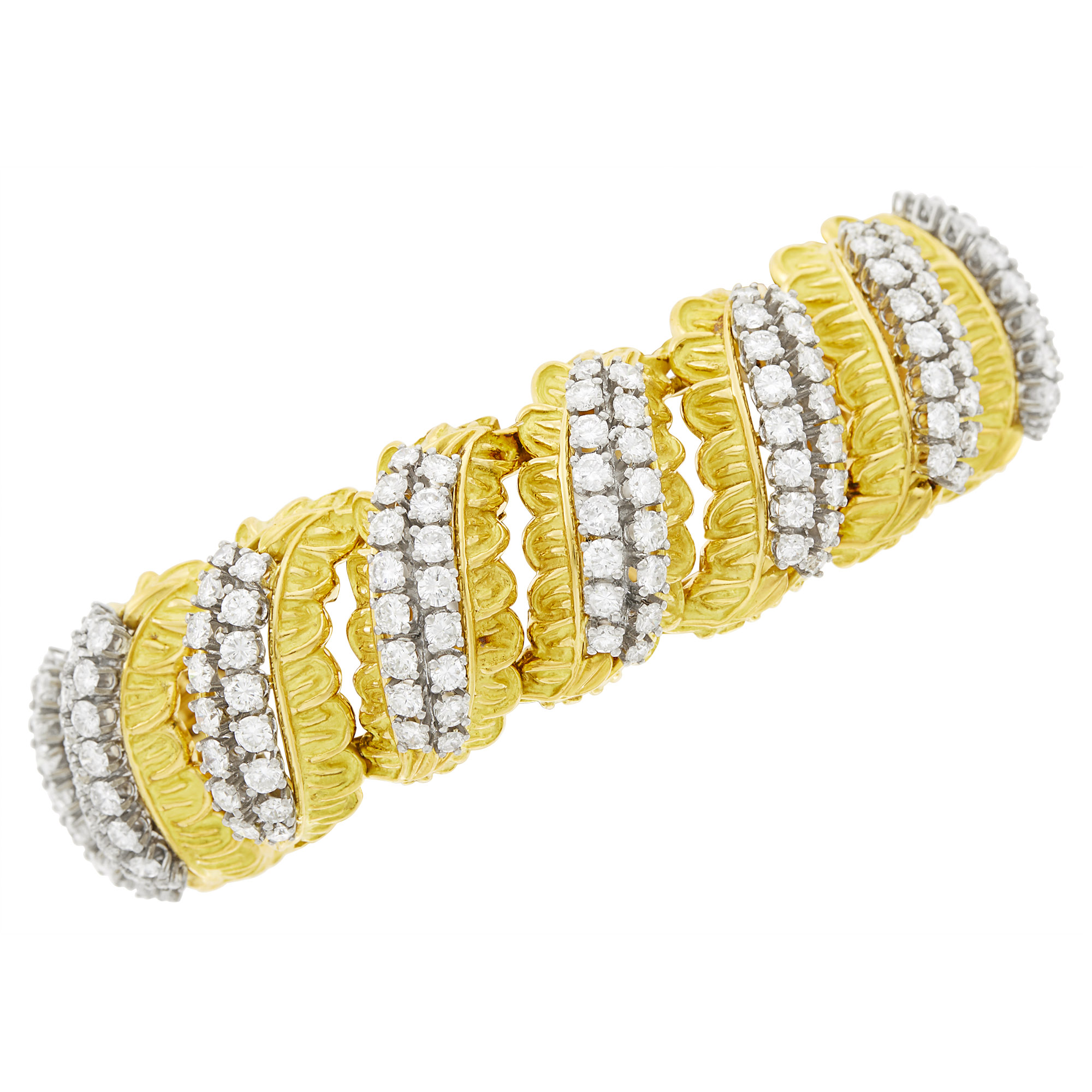 Lot image - Gold, Platinum and Diamond Bracelet, France