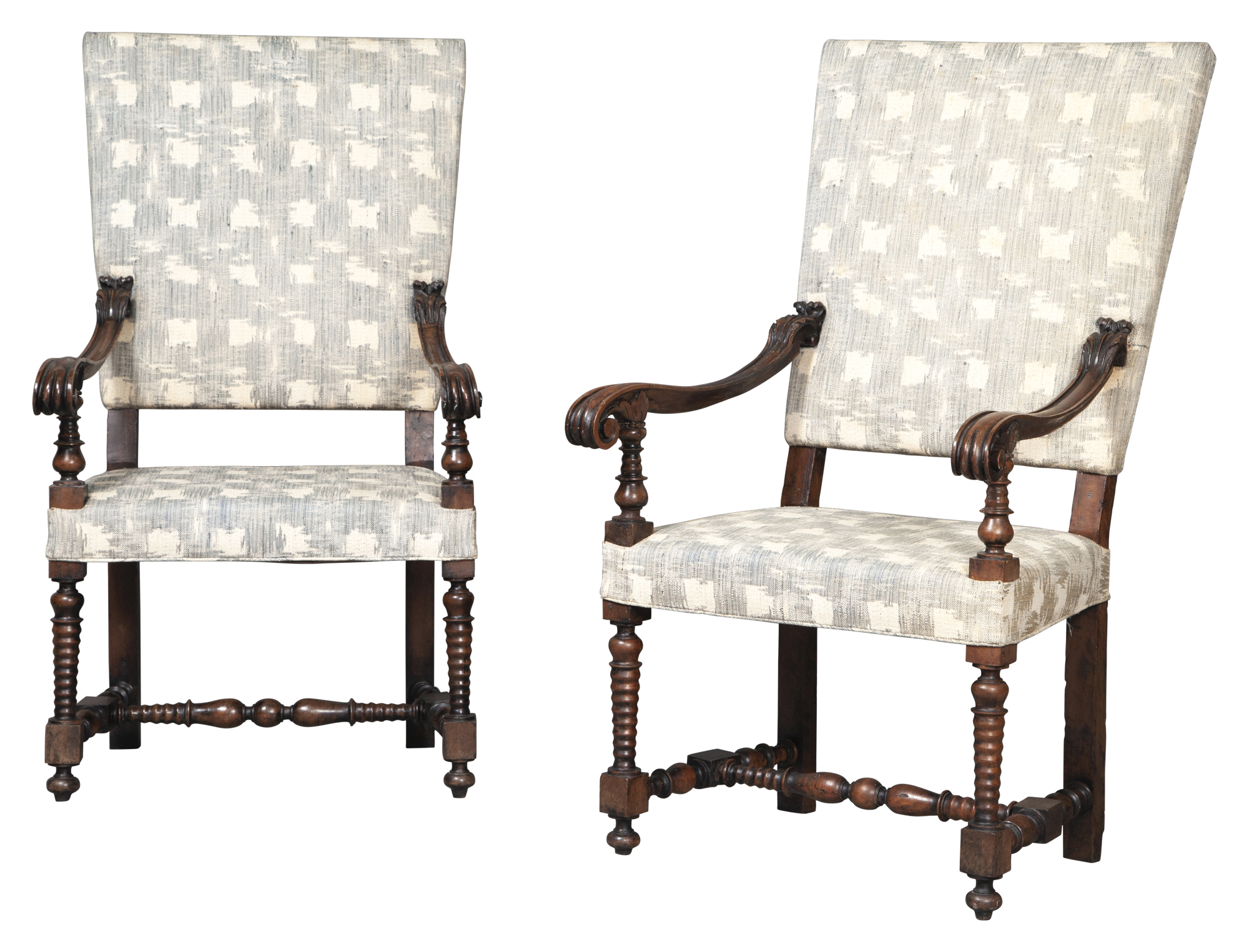 Lot image - Pair of Flemish Baroque Style Walnut Armchairs