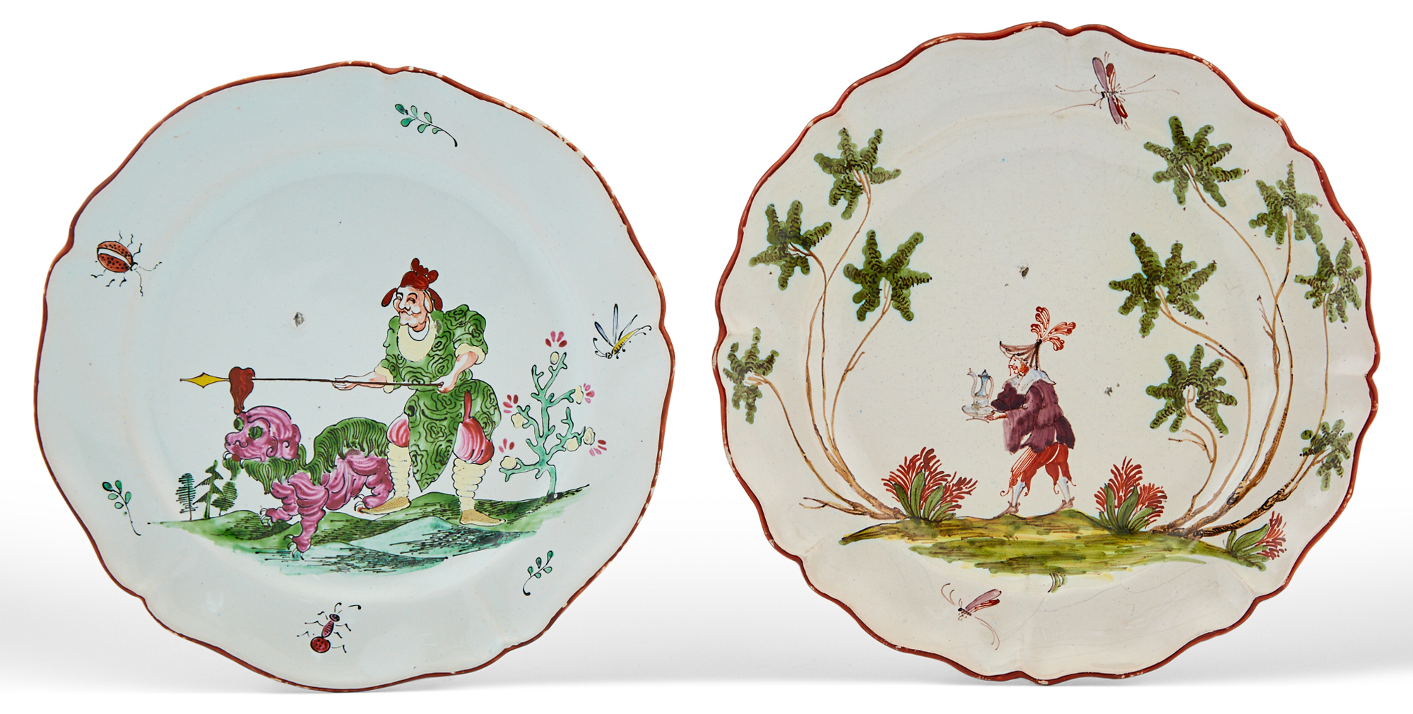 Lot image - Two Continental Chinoiserie Decorated Faience Plates