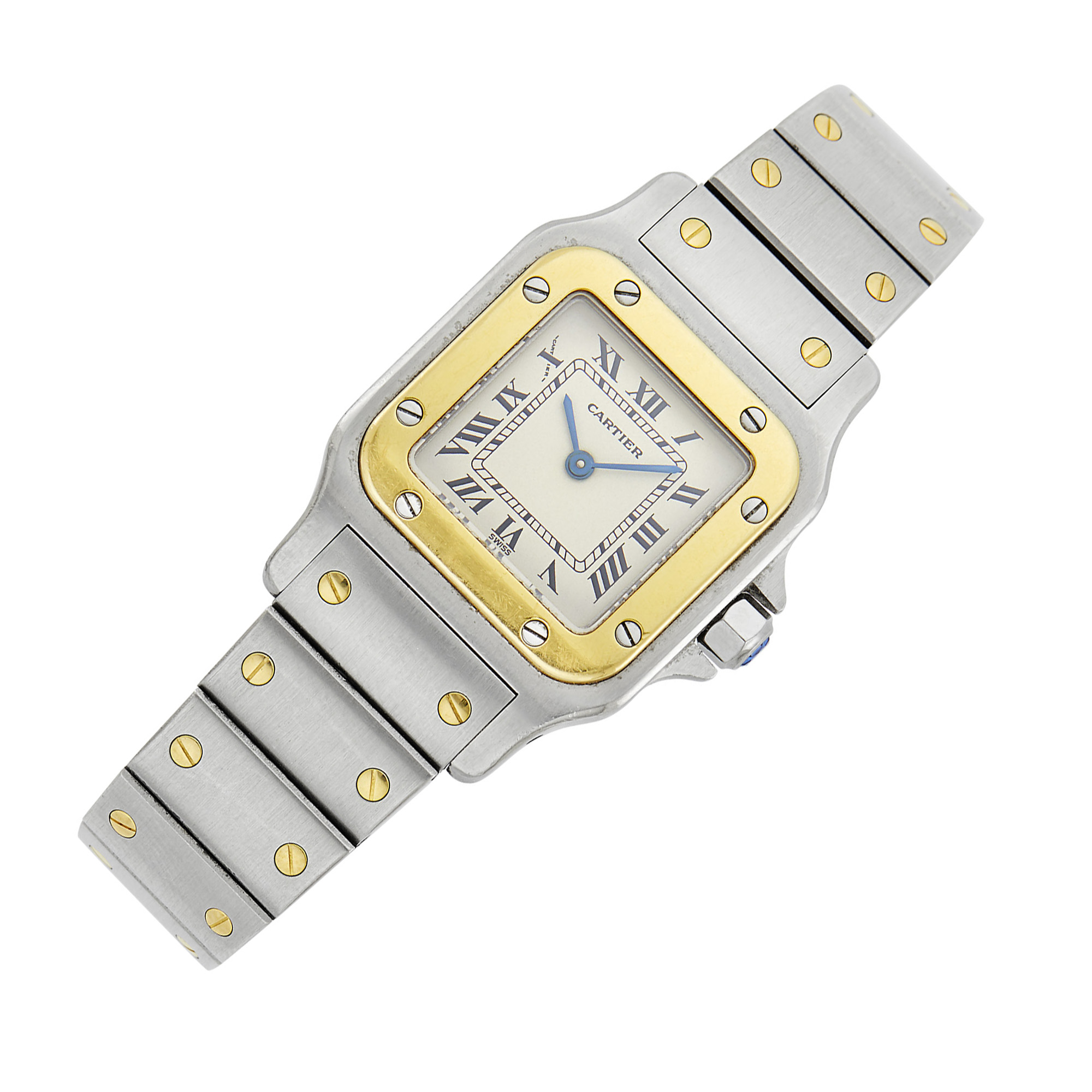 Lot image - Cartier Stainless Steel and Gold Santos Wristwatch
