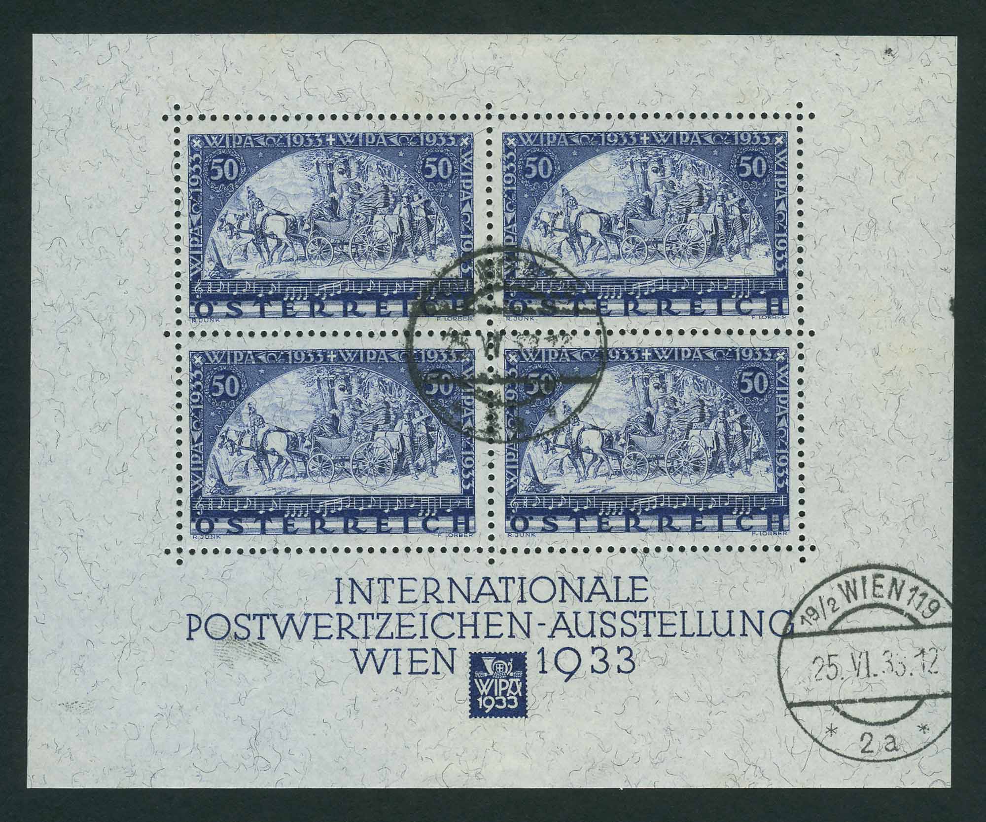 Lot image - Austria 1933 WIPA Souvenir Sheet B111