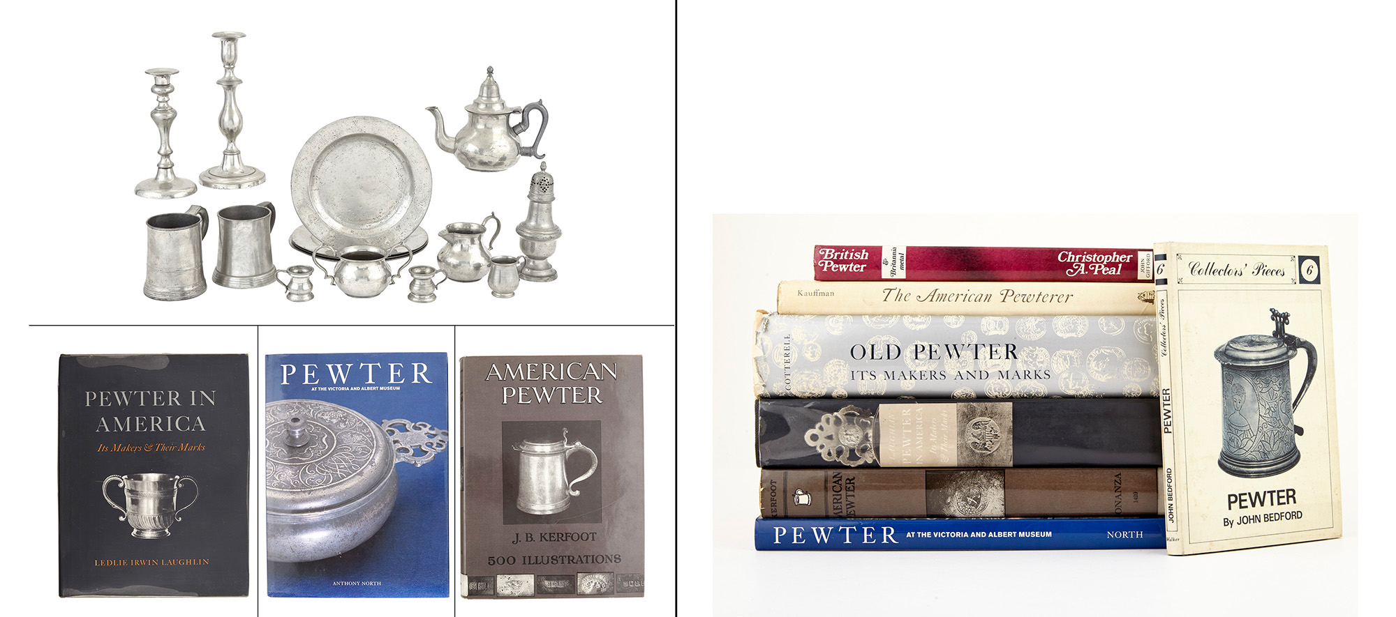 Lot image - Group of Pewter Articles and Pewter Reference Books
