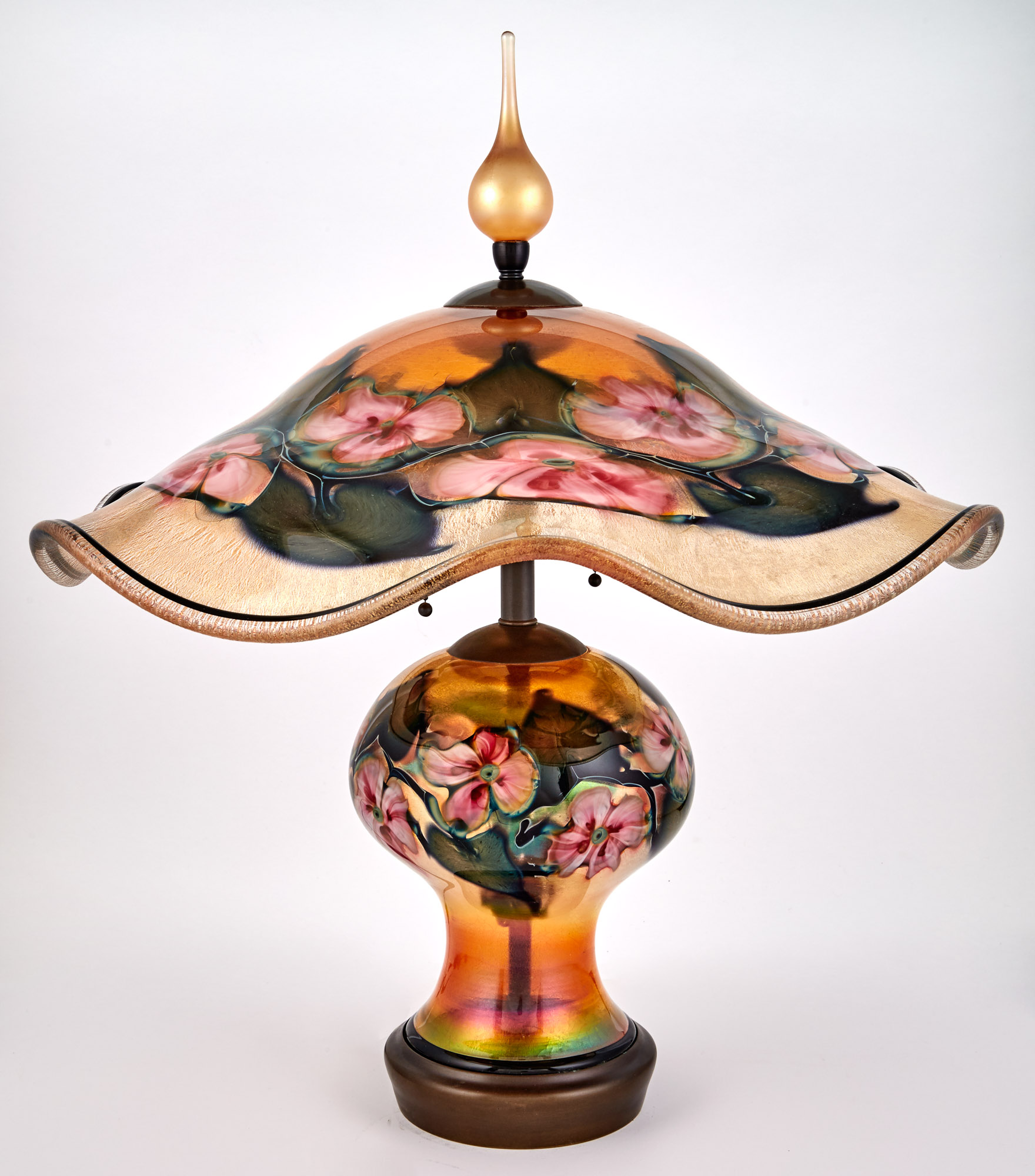 Lot image - Charles Lotton Iridescent Multi Flora Glass Lamp