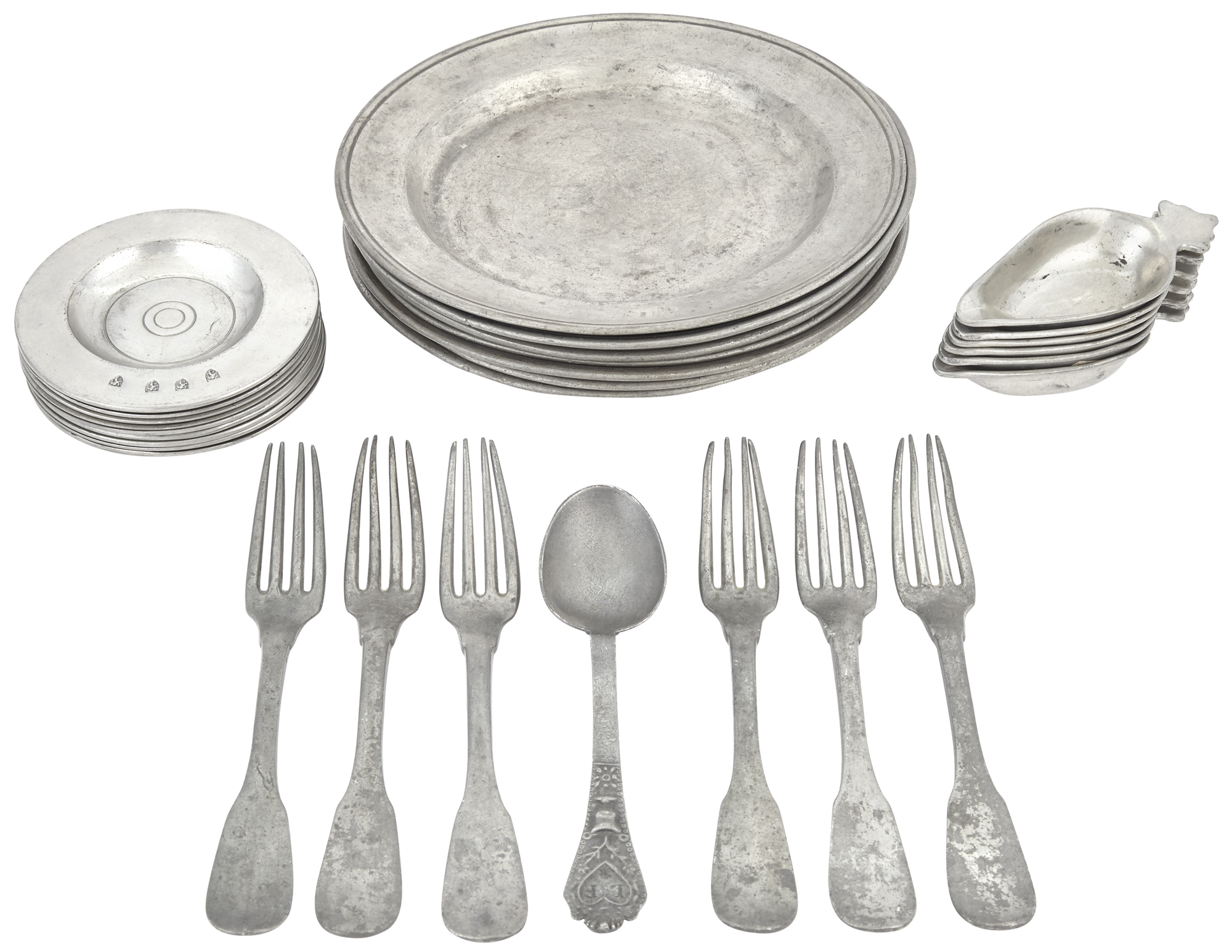 Lot image - Group of Pewter Table Articles