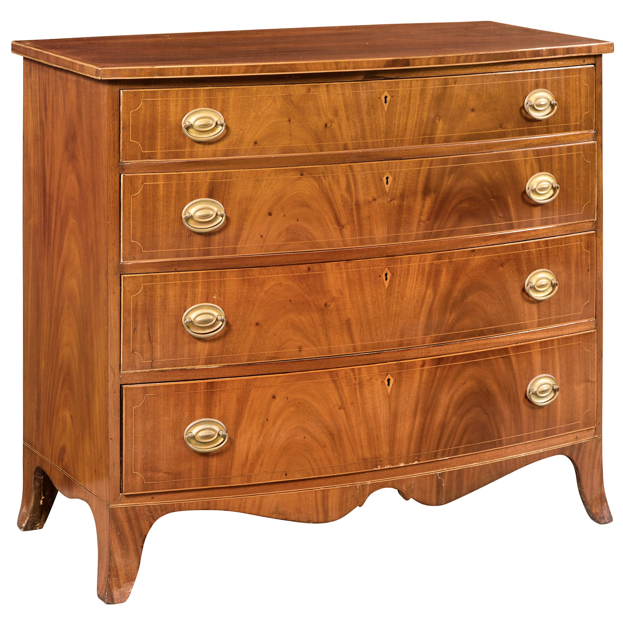 Lot image - Federal Inlaid Mahogany Bowfront Chest of Drawers