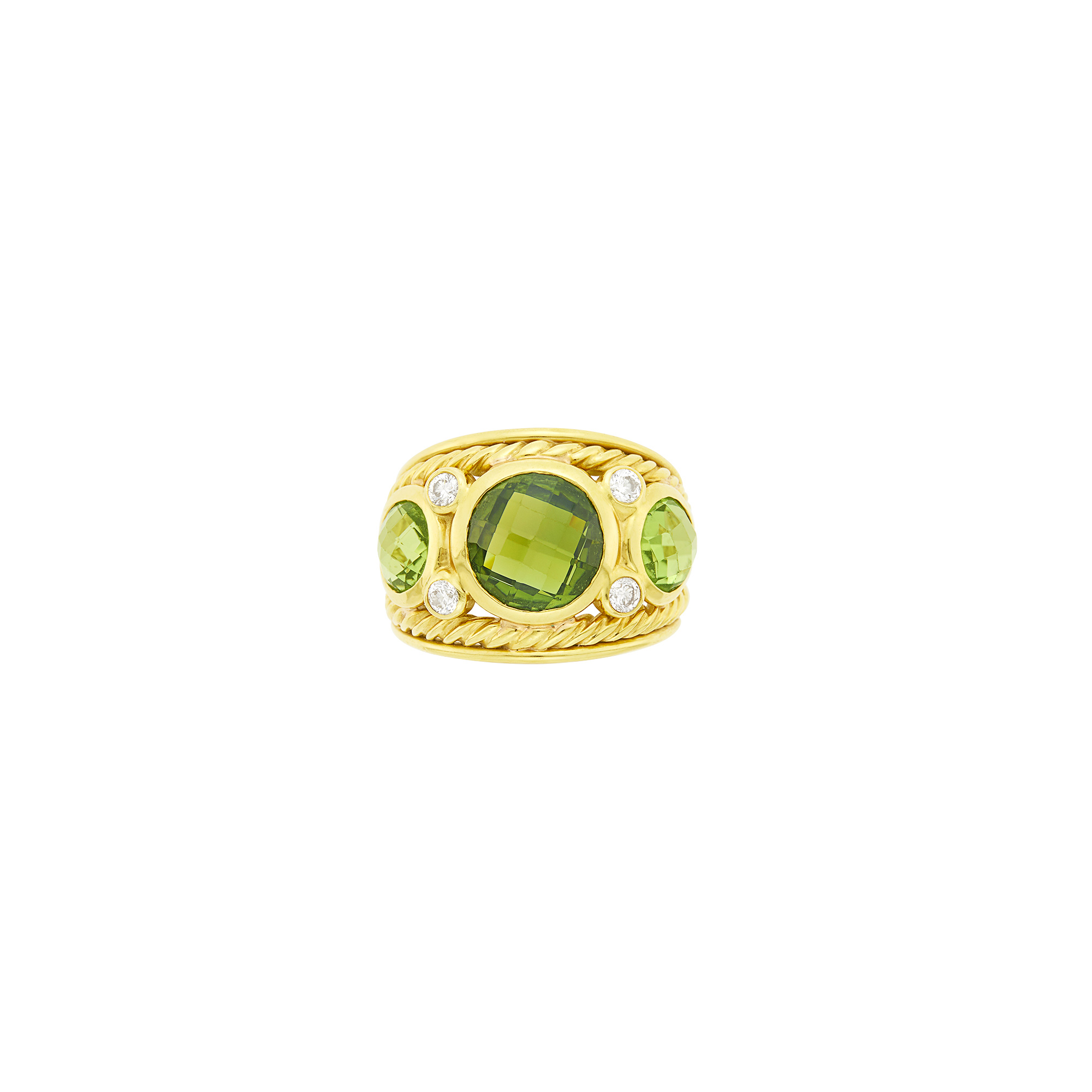 Lot image - David Yurman Gold, Tourmaline, Peridot and Diamond Ring