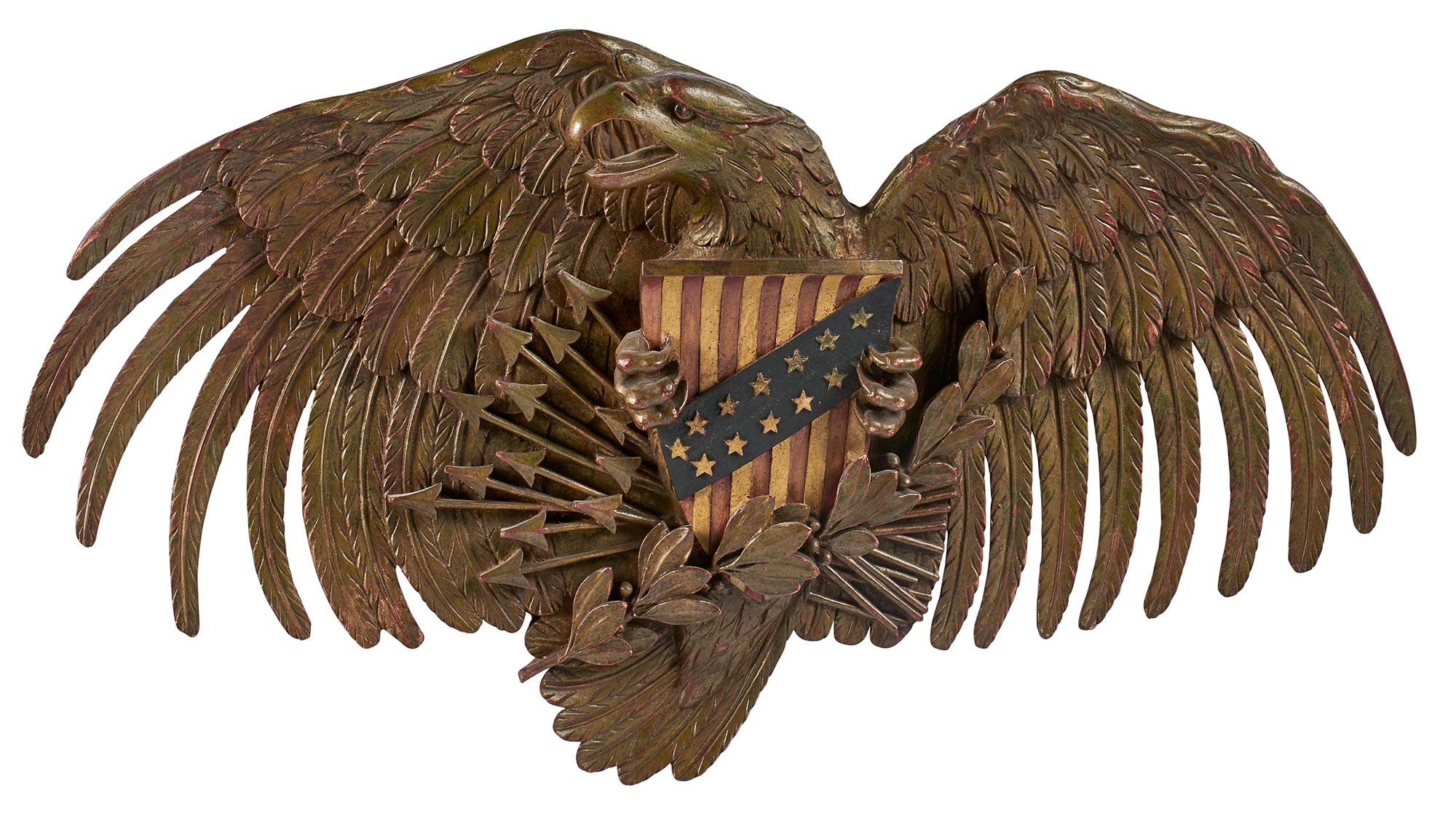 Lot image - Carved and Painted American Eagle Wall Plaque