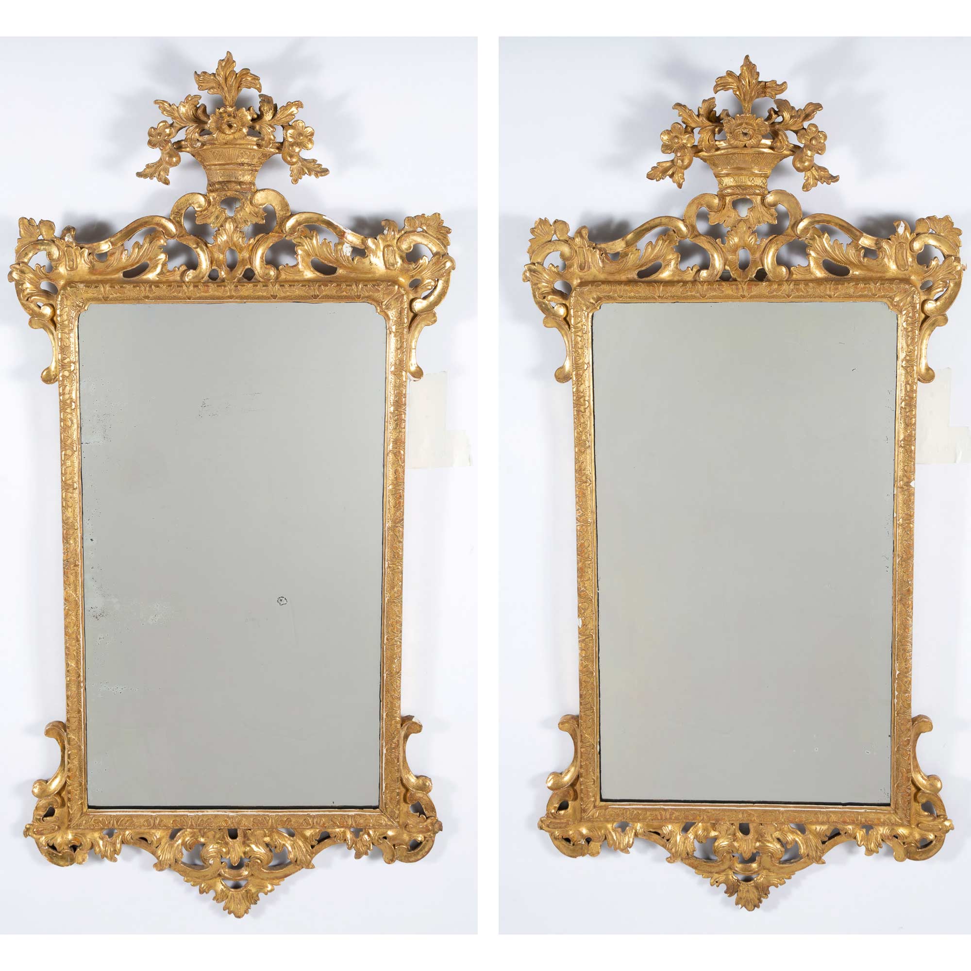 Lot image - Pair of George II Style Giltwood Mirrors