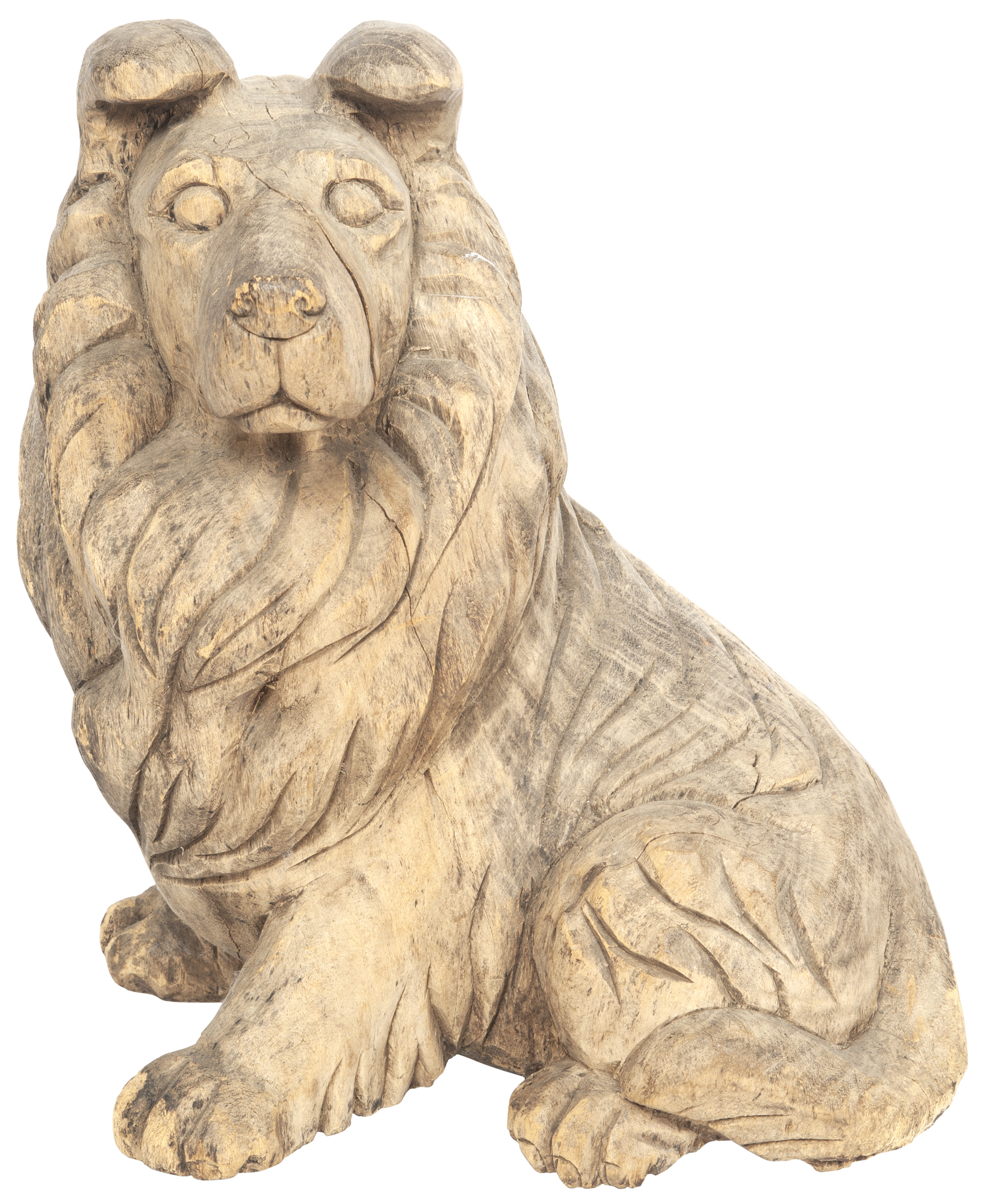 Lot image - Carved Wood Figure of a Dog
