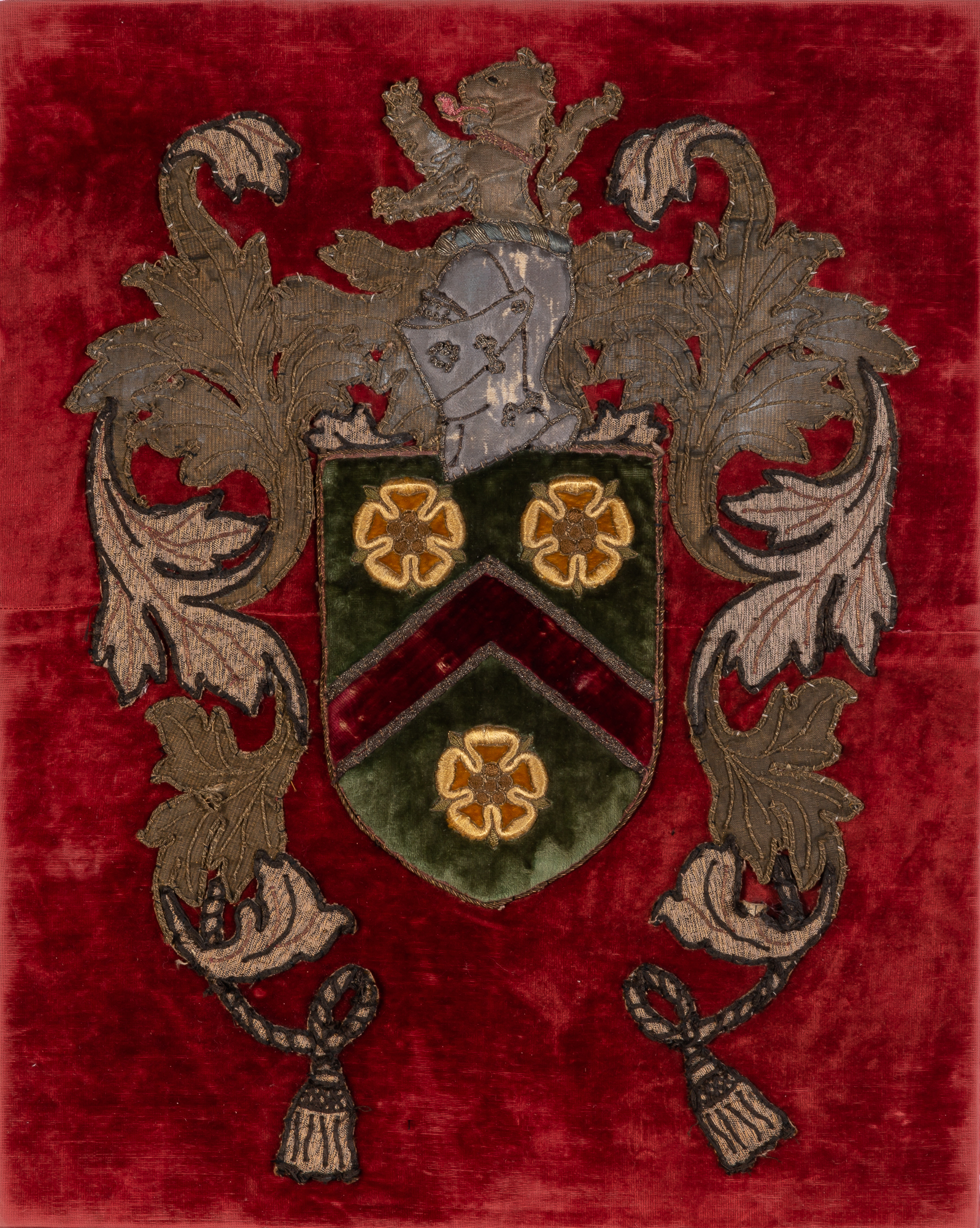 Lot image - Continental Metallic Thread Coat of Arms on Velvet Backing