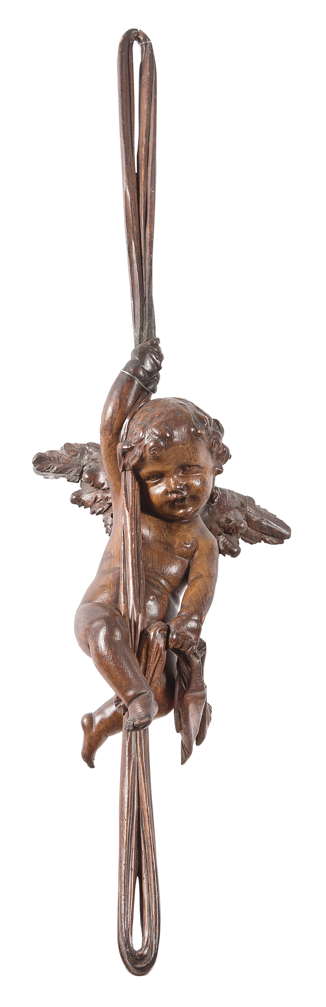 Lot image - Continental Carved Walnut Figure of a Putto