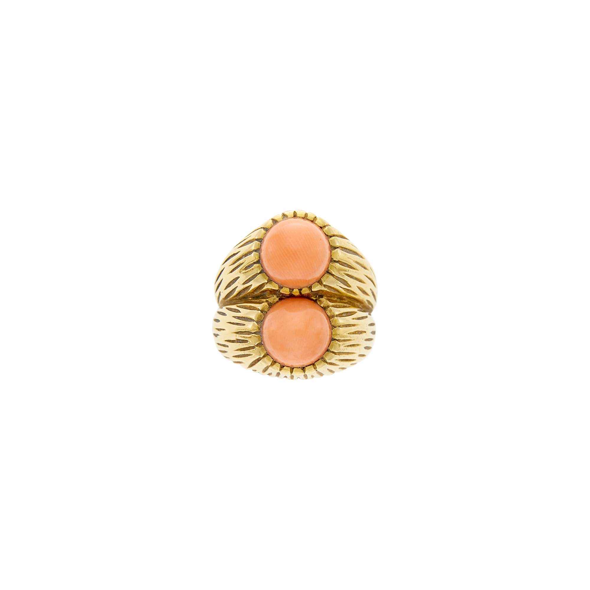Lot image - Cartier Paris Gold and Angel Skin Coral Double Band Ring
