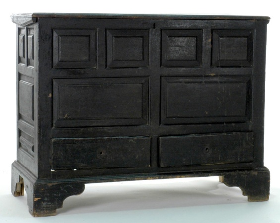 Lot image - Painted Paneled Blanket Chest over Drawers