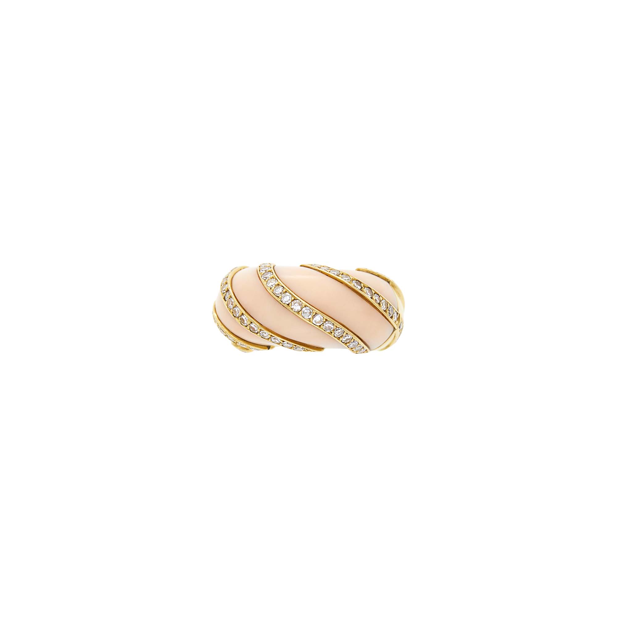 Lot image - Cartier Paris Gold, Angel Skin Coral and Diamond Bombé Ring