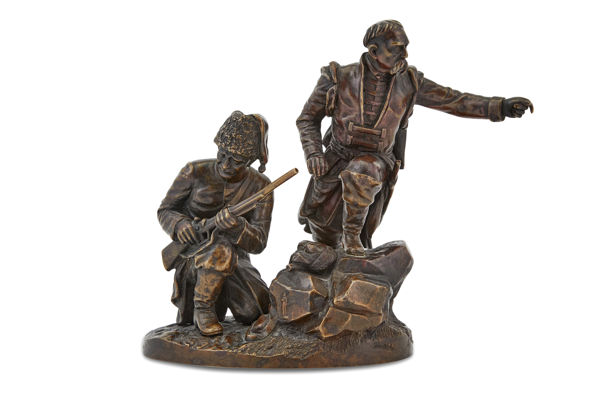 Lot image - French or Russian School Bronze of Two Infantrymen