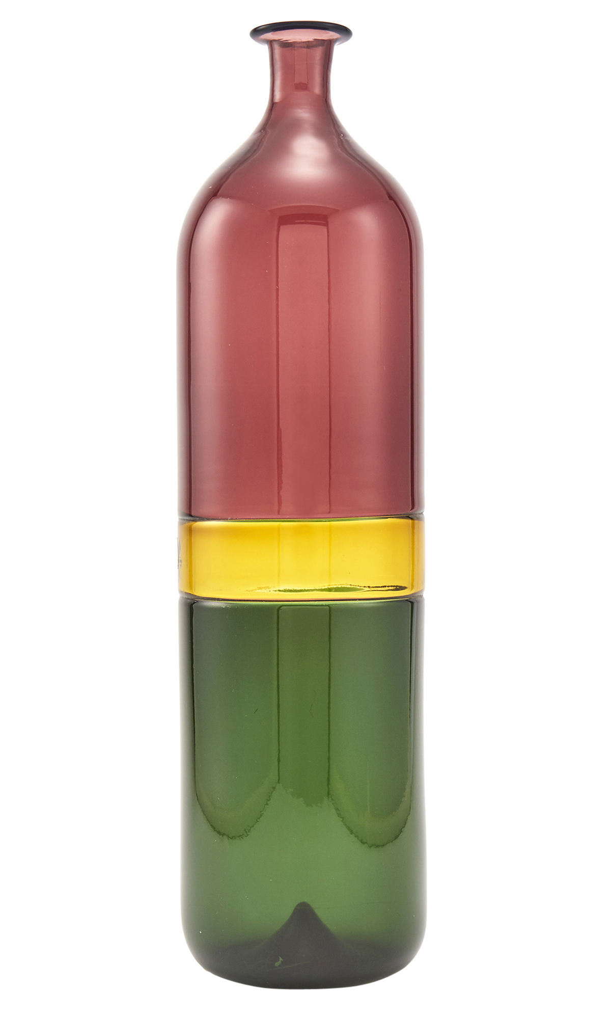 Lot image - Tapio Wirkkala for Venini Tri-Color Incalmo Glass Bottle