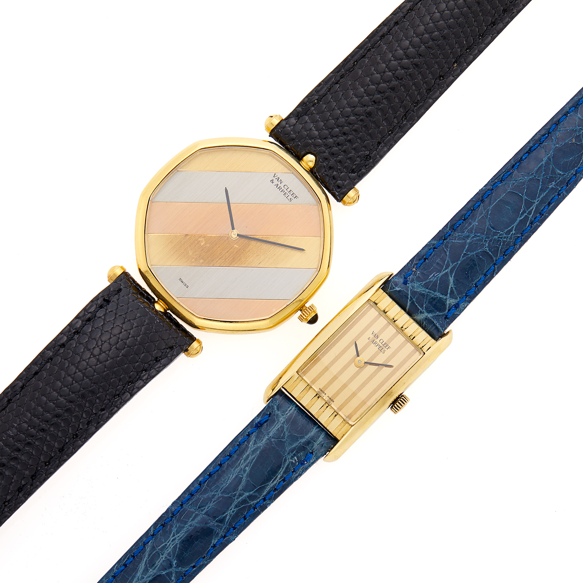 Lot image - Van Cleef & Arpels Tricolor Gold Wristwatch and Gold Wristwatch