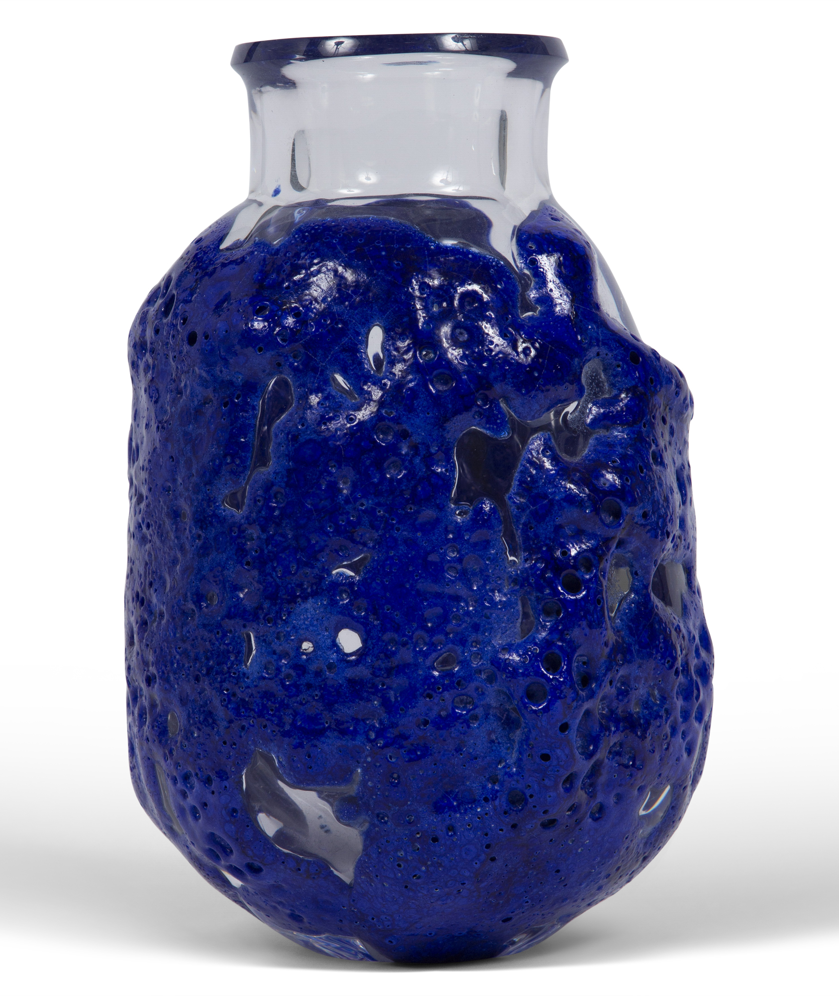 Lot image - Blue Cased Studio Glass Vase