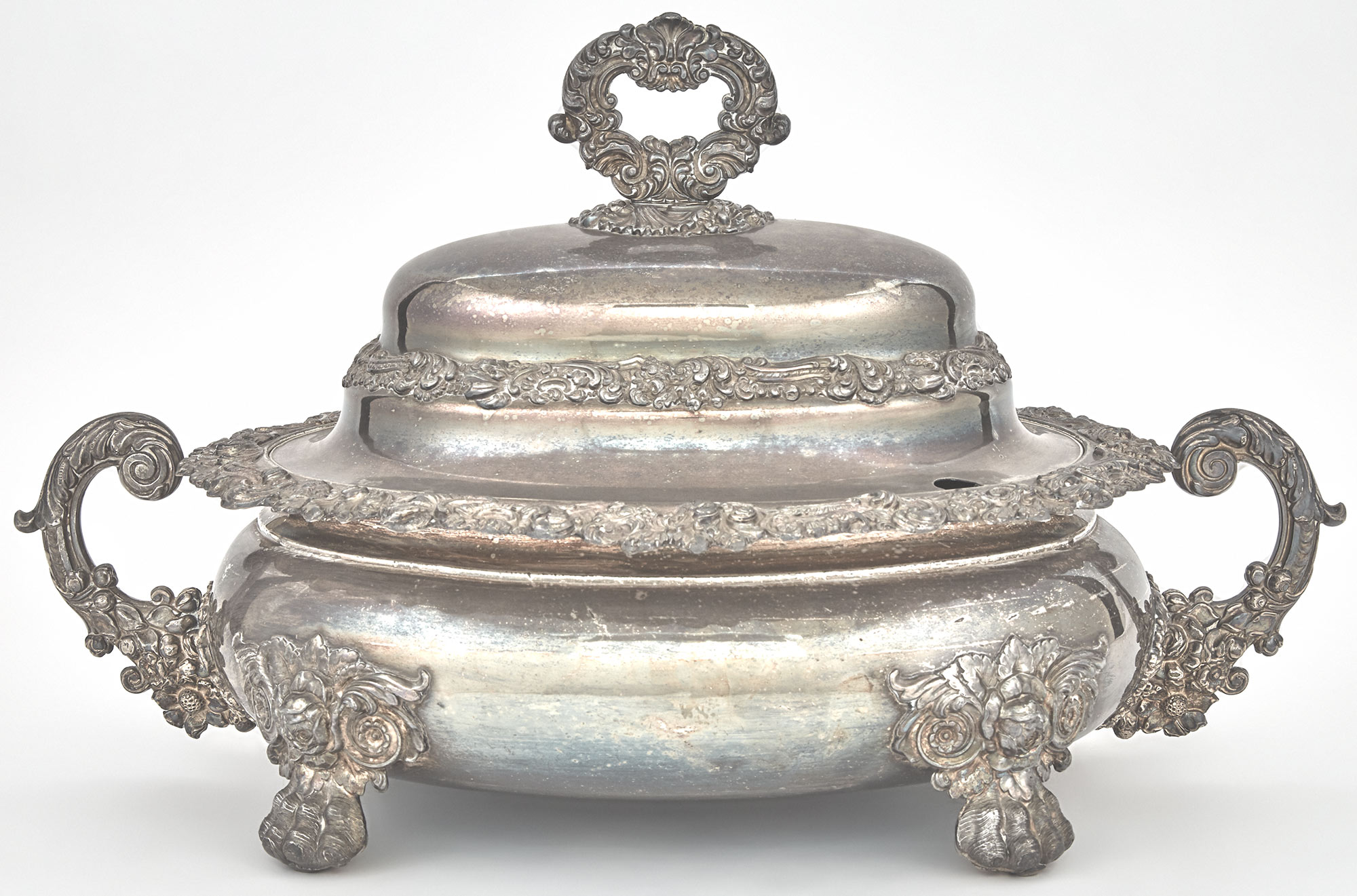 Lot image - Regency Style Silver Plated Bombé-Form Soup Tureen and Cover