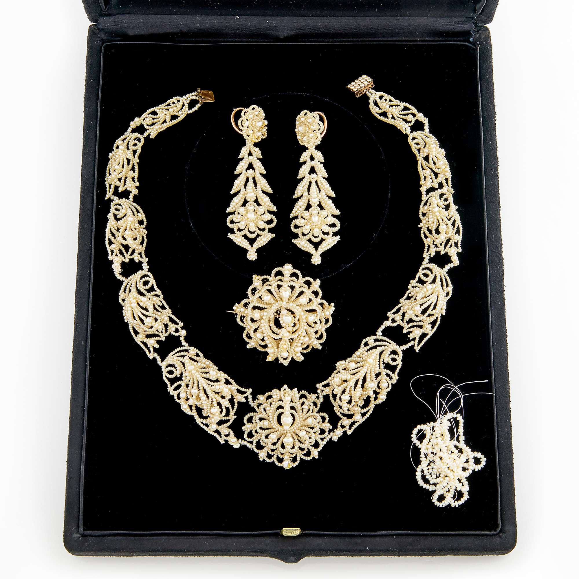 Lot image - Antique Seed Pearl Demi-Parure