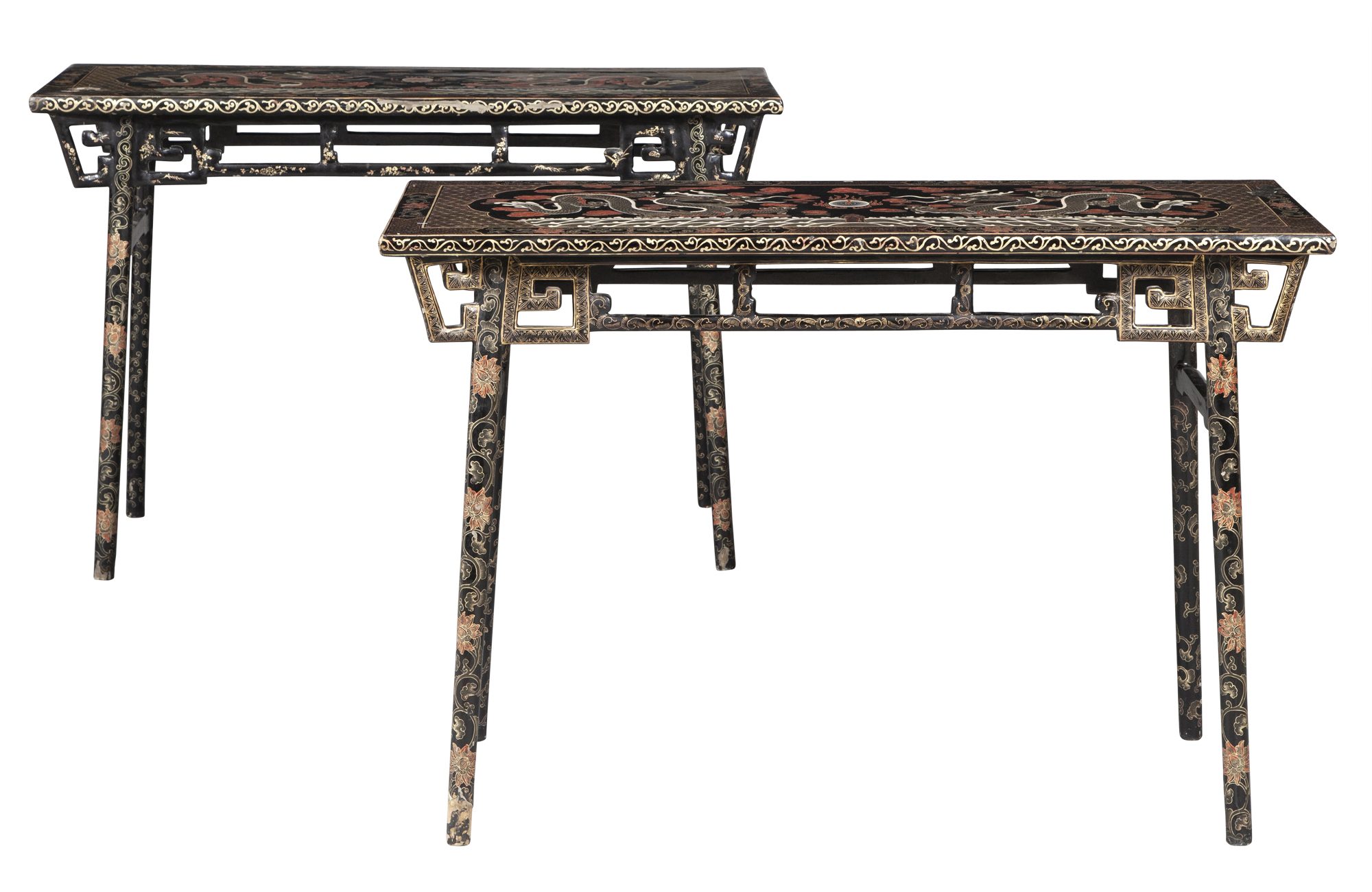 Lot image - A Pair of Chinese Lacquered Wood Trestle-Leg Tables