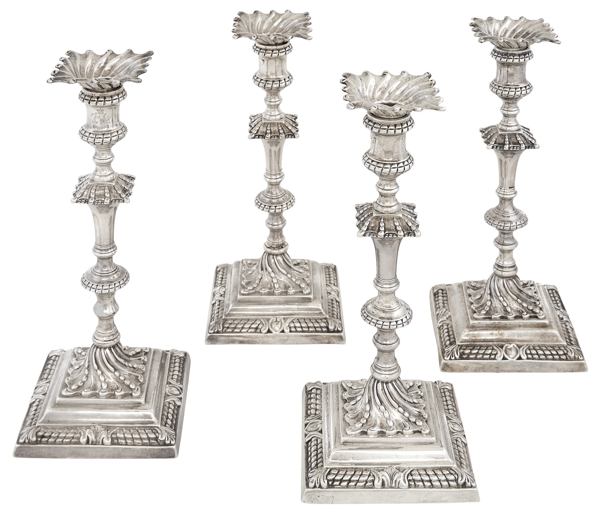 Lot image - Set of Four George III Sterling Silver Candlesticks