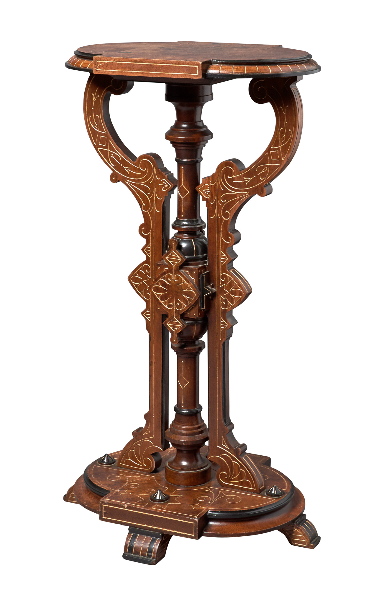 Lot image - American Renaissance Revival Walnut, Ebonized, and Parcel Gilt Sculpture Pedestal