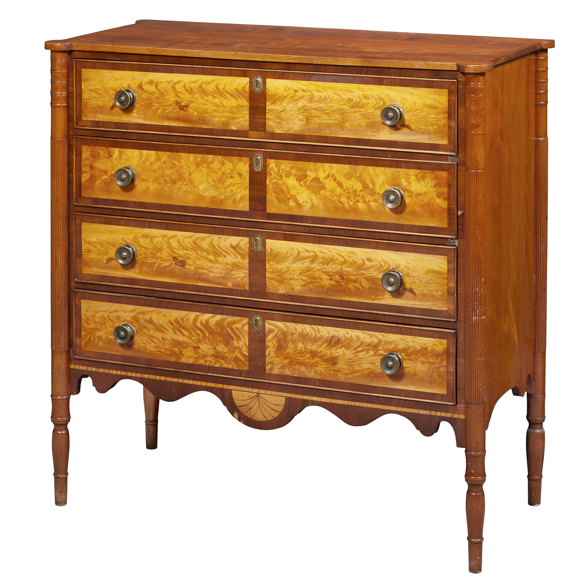 Lot image - Federal Mahogany and Flame Birch Chest of Drawers