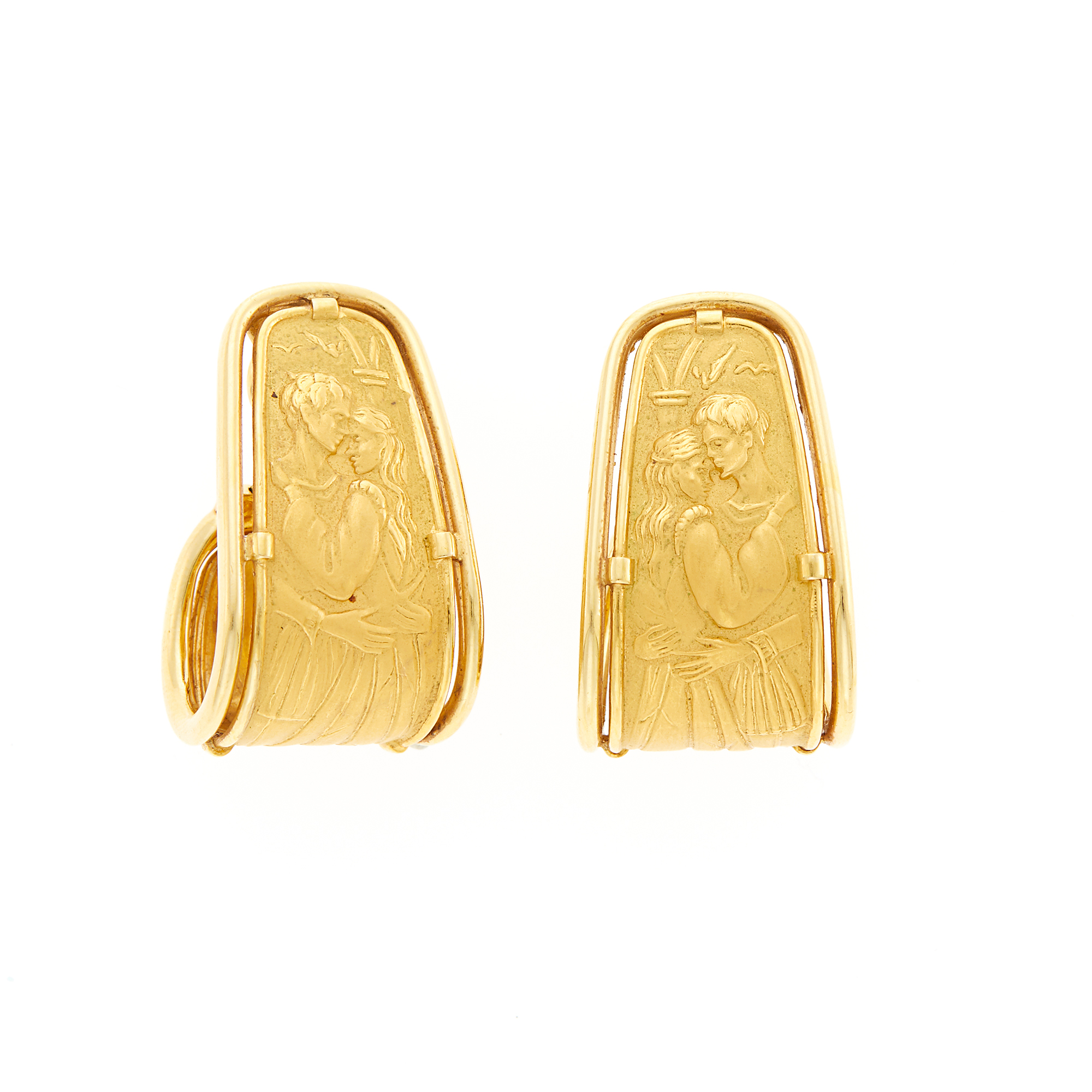 Lot image - Pair of Gold Figural Earclips