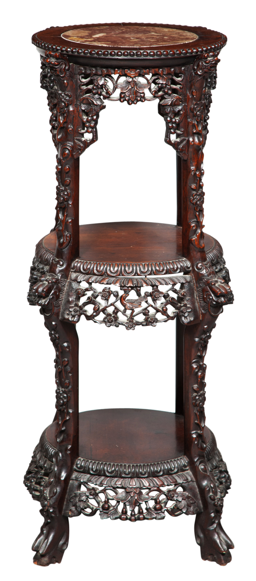 Lot image - A Chinese Marble Inset Hardwood Stand