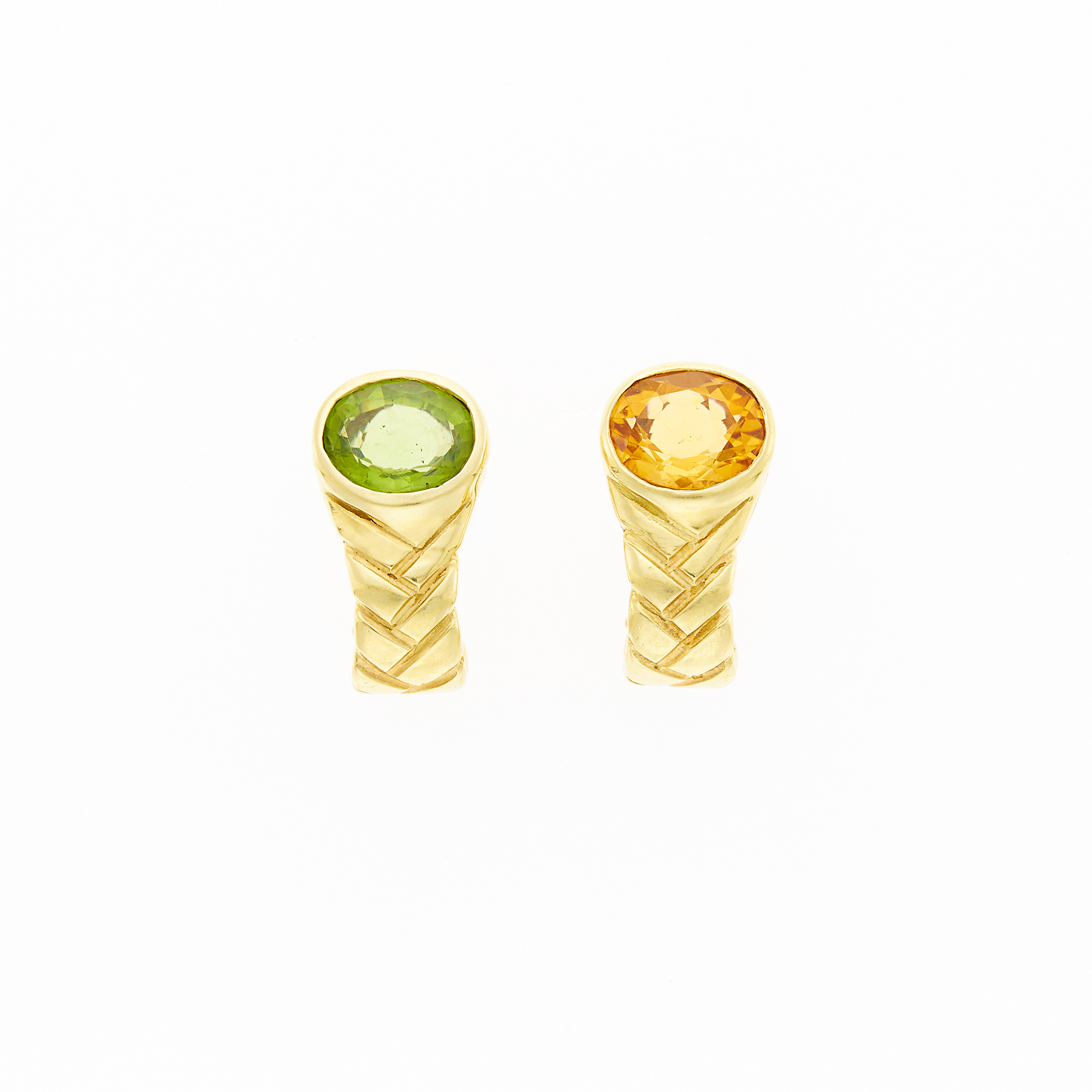 Lot image - Pair of Gold, Peridot and Citrine Earrings