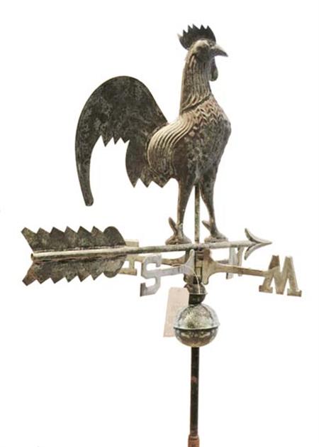 Lot image - Copper Rooster Weathervane with Directional