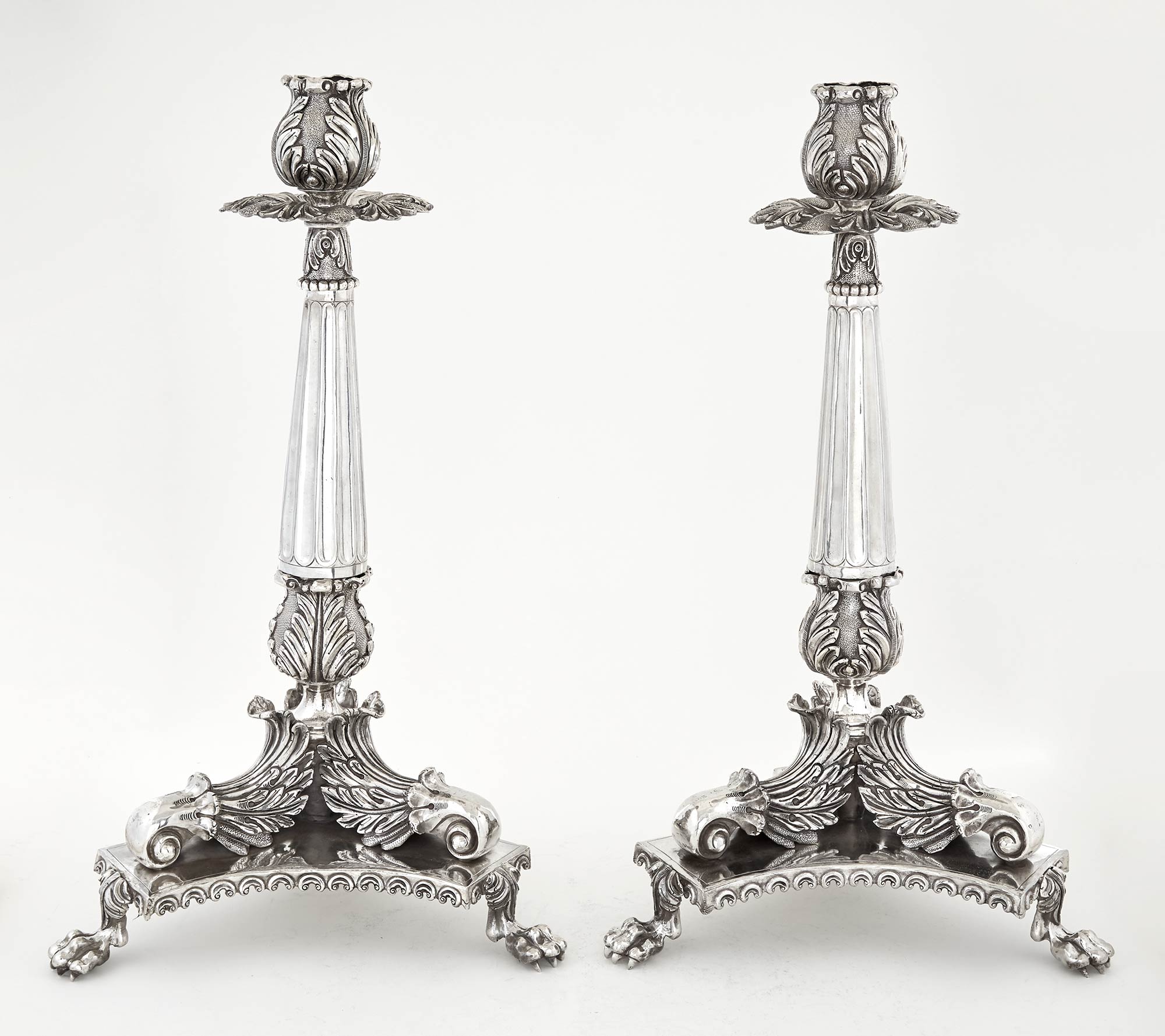 Lot image - Pair of Camusso Sterling Silver Candlesticks