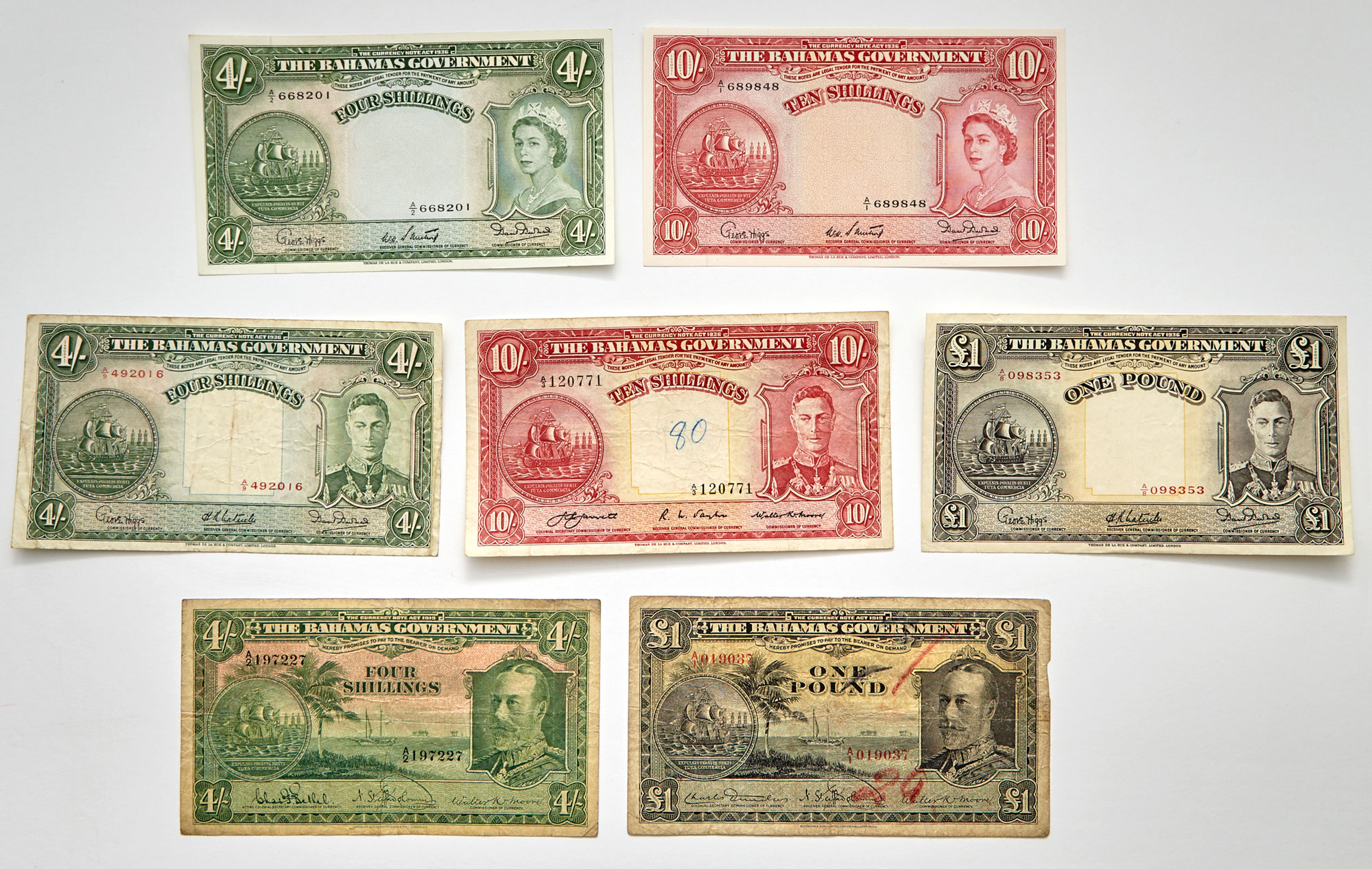 Lot image - Bahamas Three Reign Bank Note Group