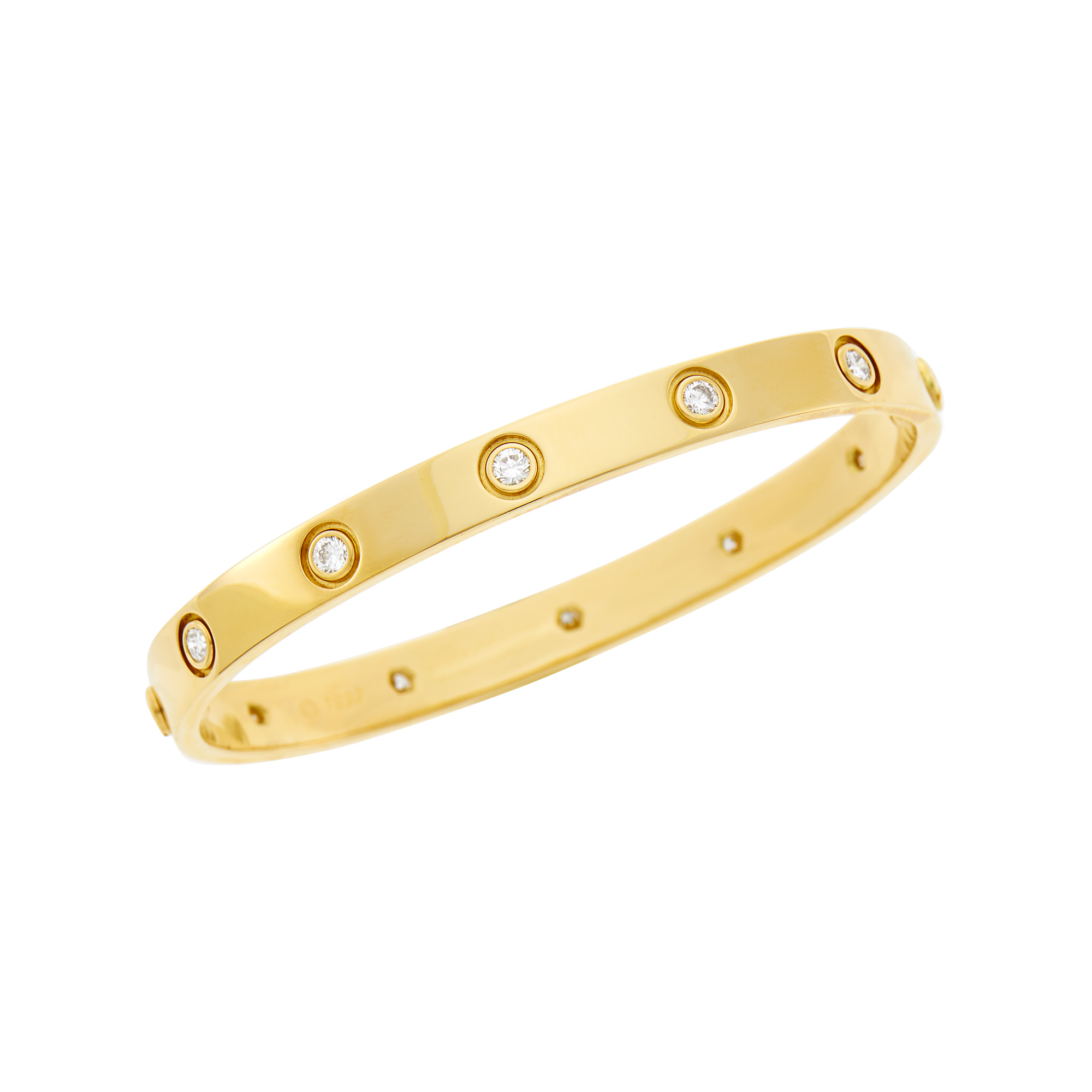 Lot image - Cartier Gold and Diamond Love Bangle Bracelet