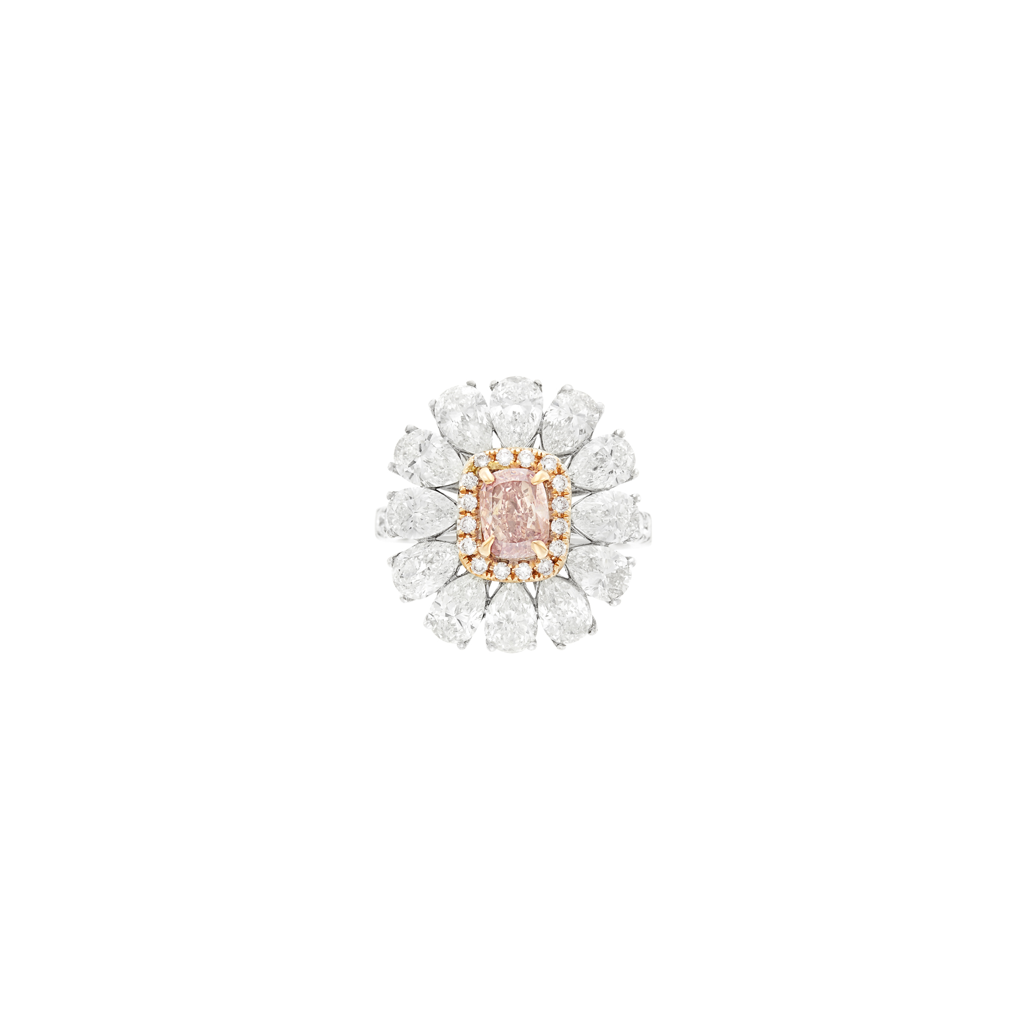 Lot image - Two-Color Gold, Fancy Intense Pink Diamond and Diamond Ring