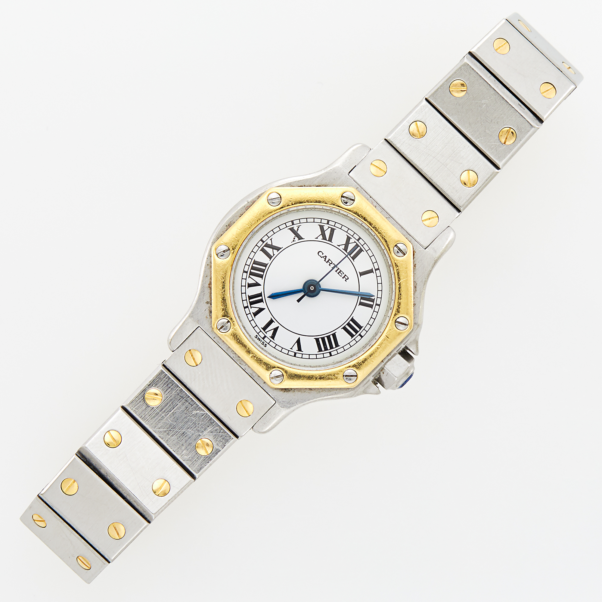 Lot image - Cartier Gold and Stainless Steel Santos Wristwatch
