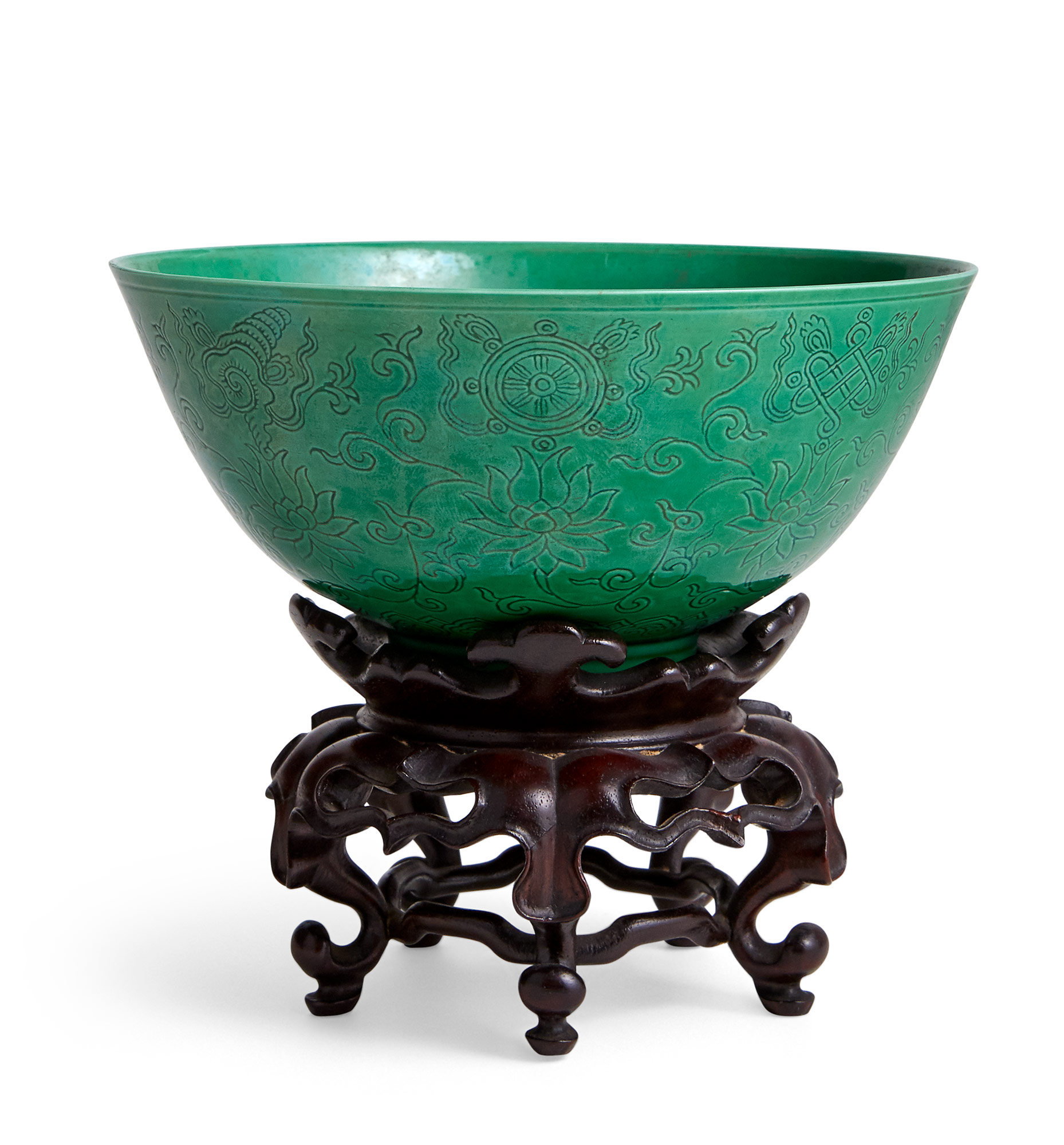 Lot image - Chinese Green Glazed Porcelain Bowl