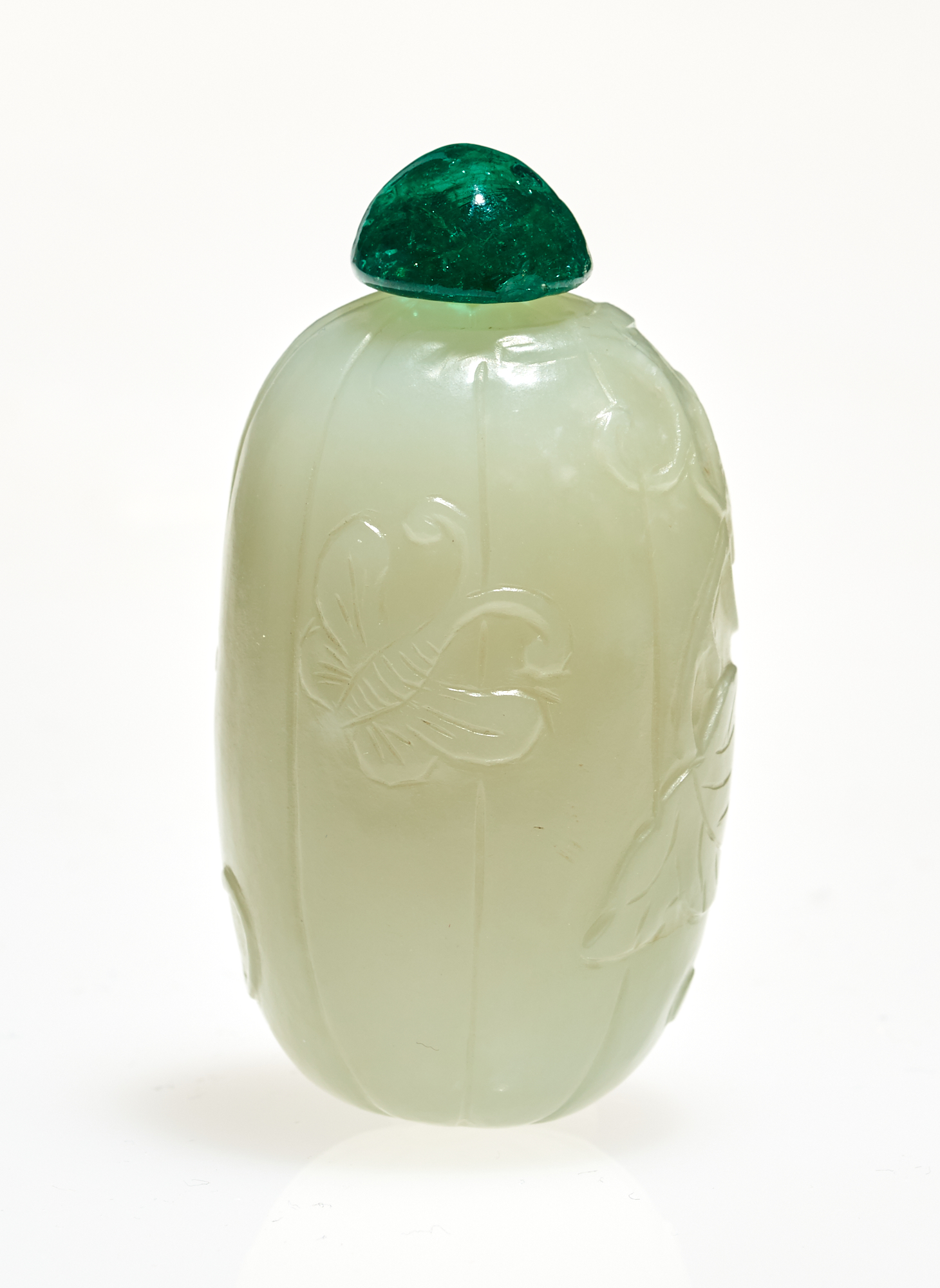 Lot image - A Chinese White Jade Melon Snuff Bottle