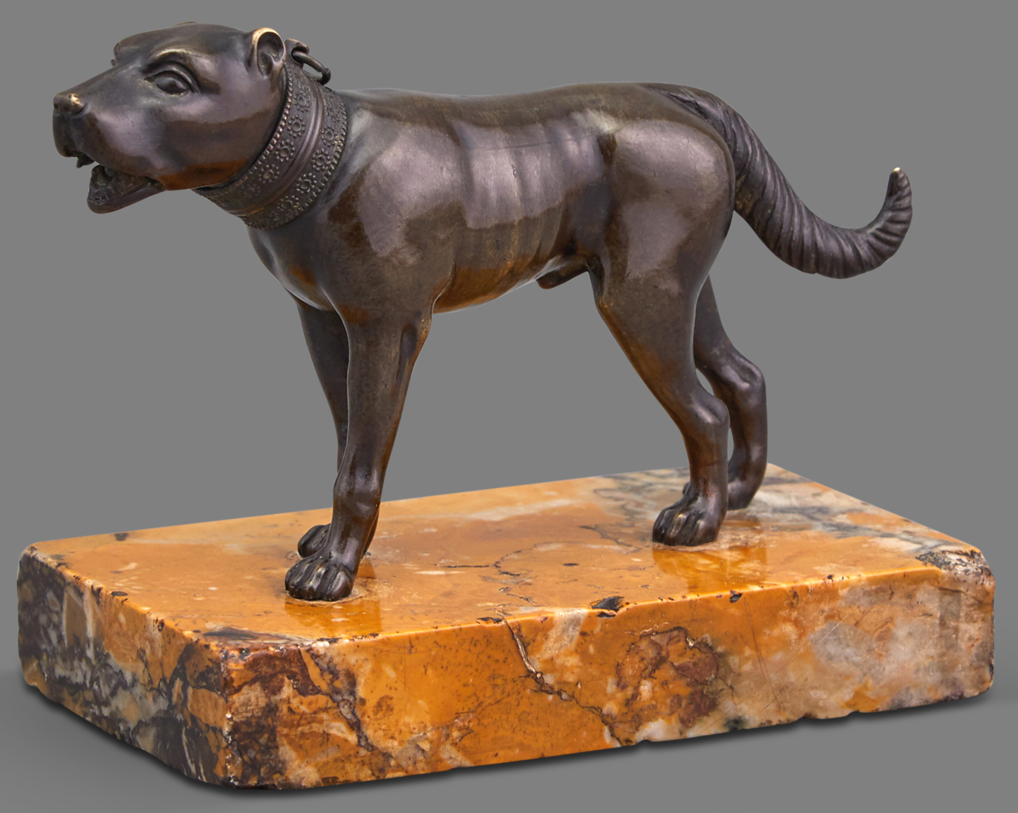Lot image - Bronze Figure of a Collared Dog